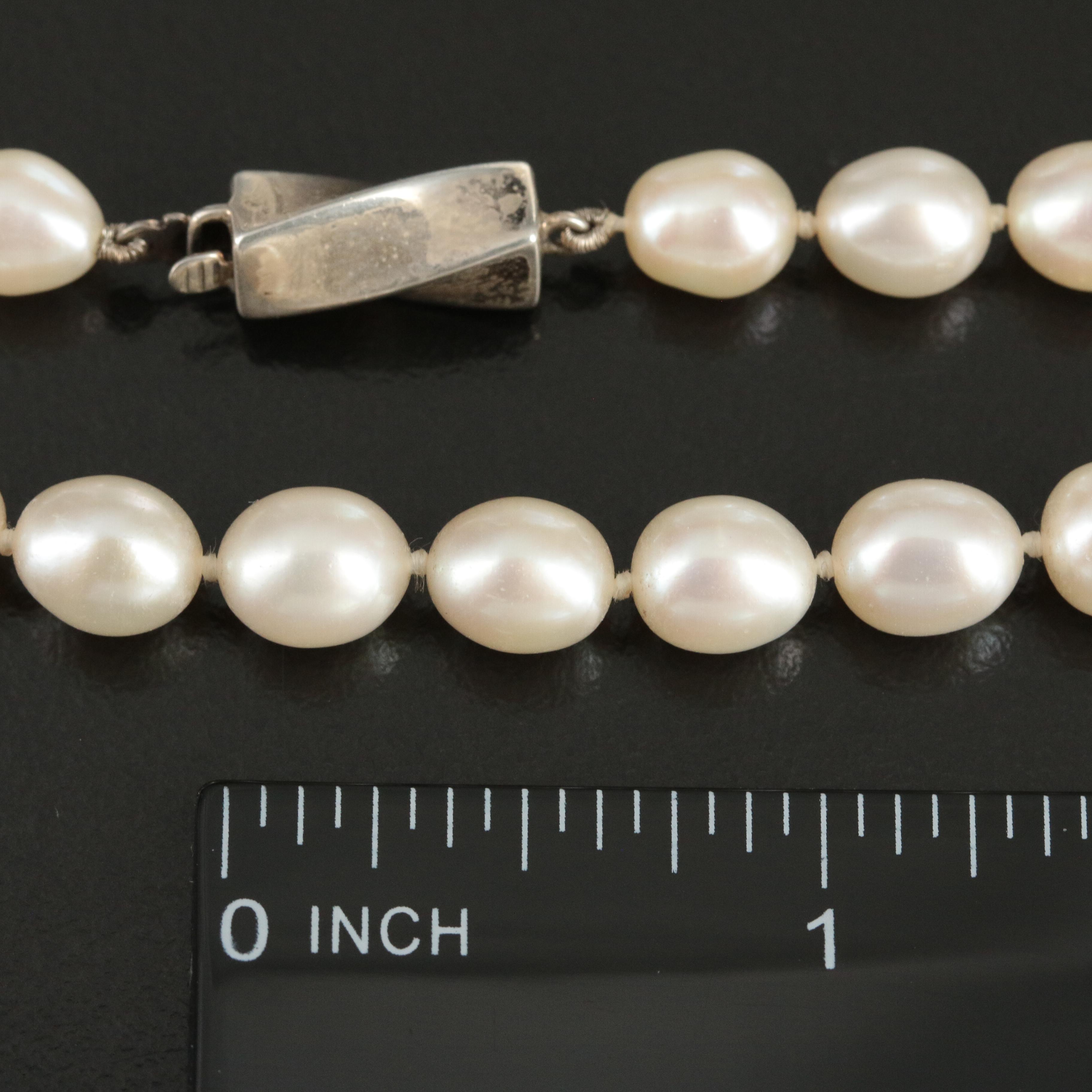 Tiffany & Co. Pearl Necklace with Sterling Twist Clasp