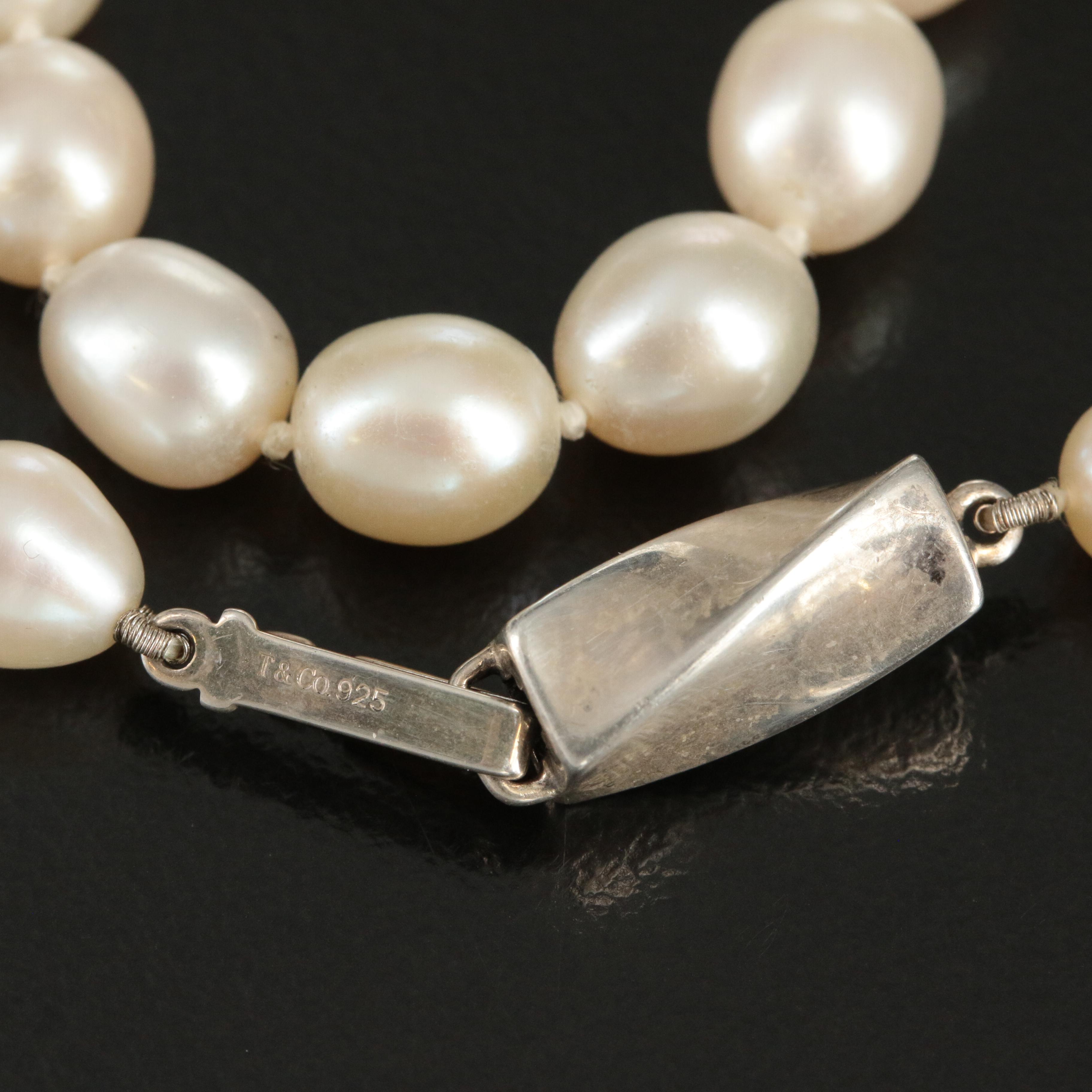Tiffany & Co. Pearl Necklace with Sterling Twist Clasp
