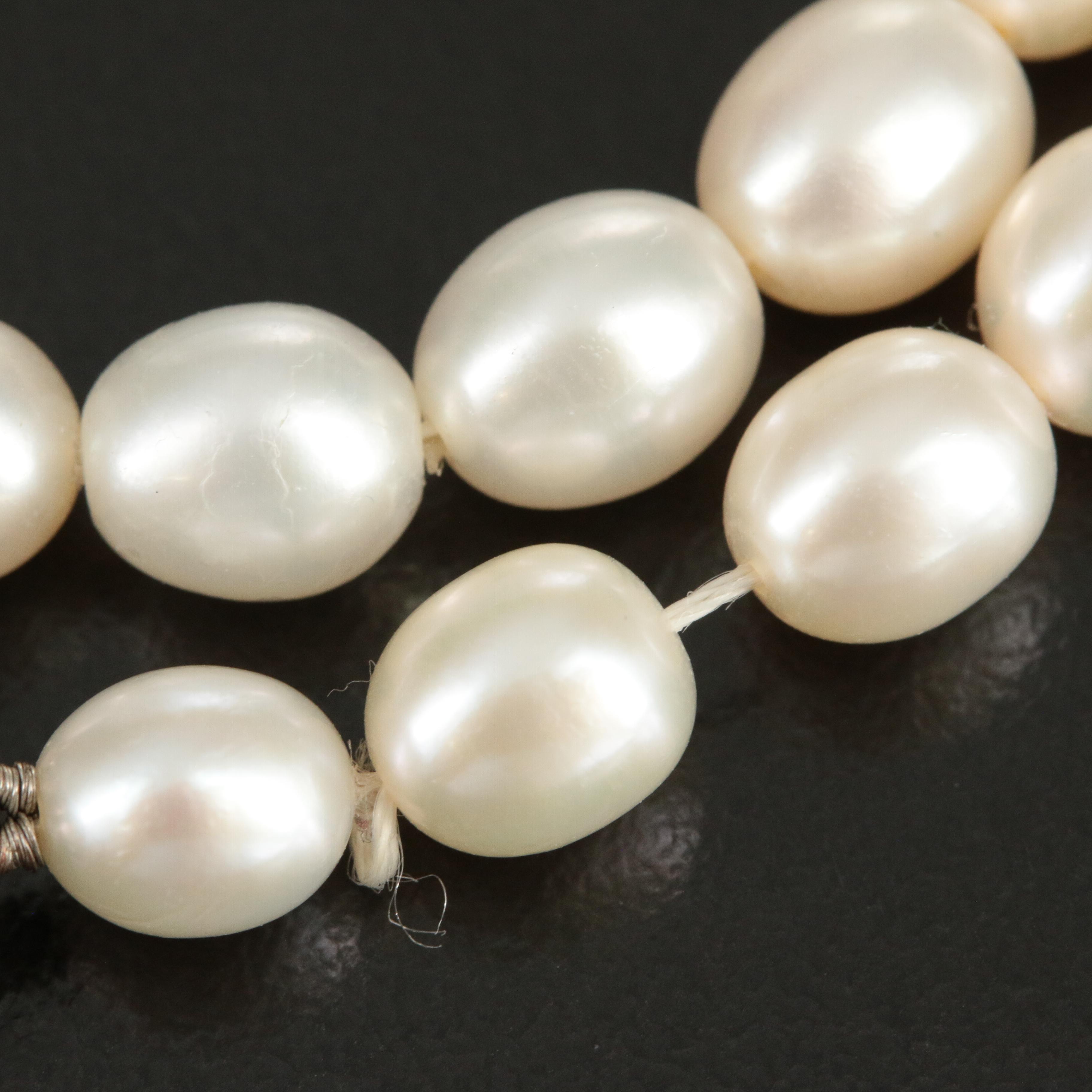 Circa 1999 Tiffany & Co. Pearl Bracelet with Sterling Infinity Clasp