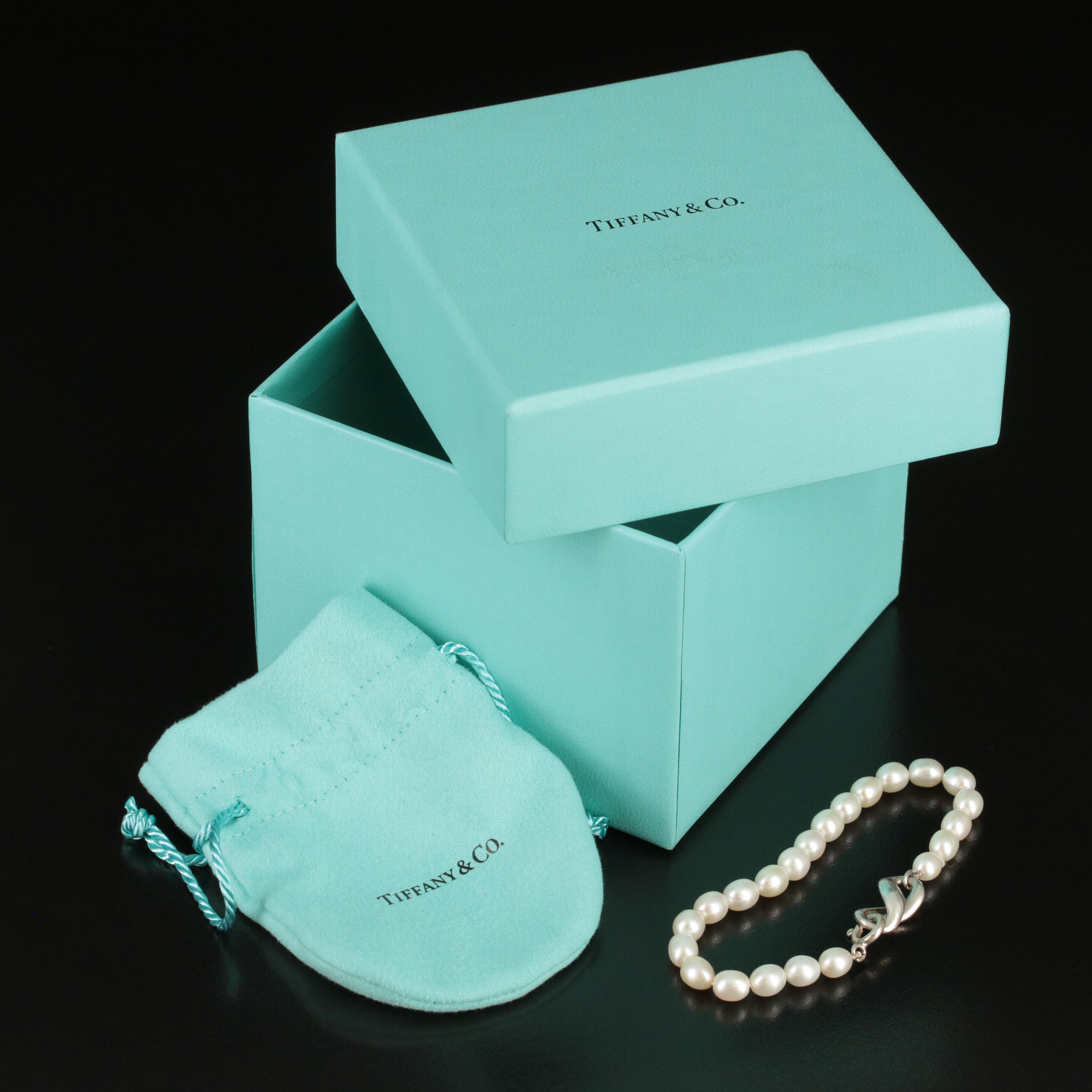 Circa 1999 Tiffany & Co. Pearl Bracelet with Sterling Infinity Clasp