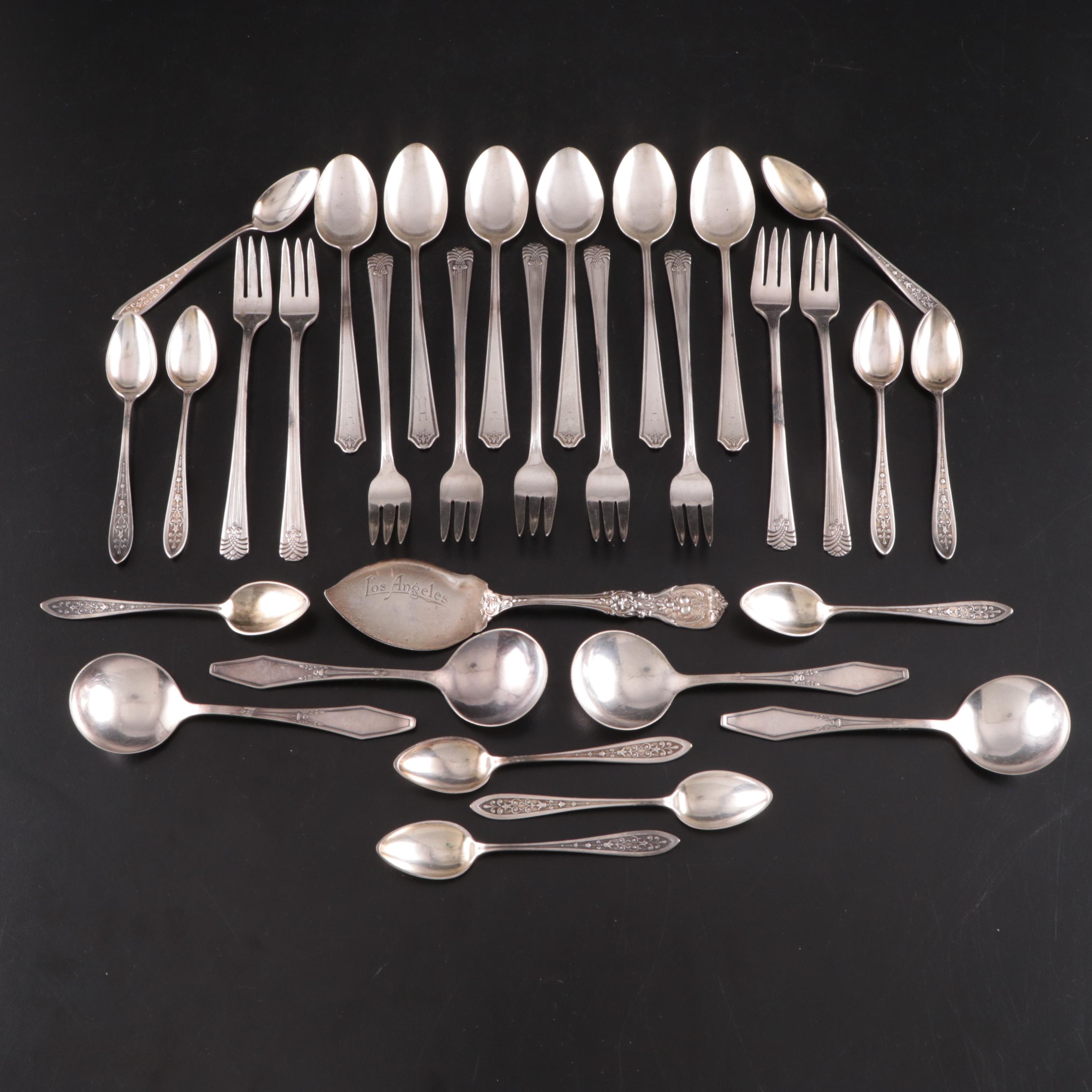 Reed & Barton Jelly Trowel and Watrous Sterling Spoons and Silver Plate Flatware