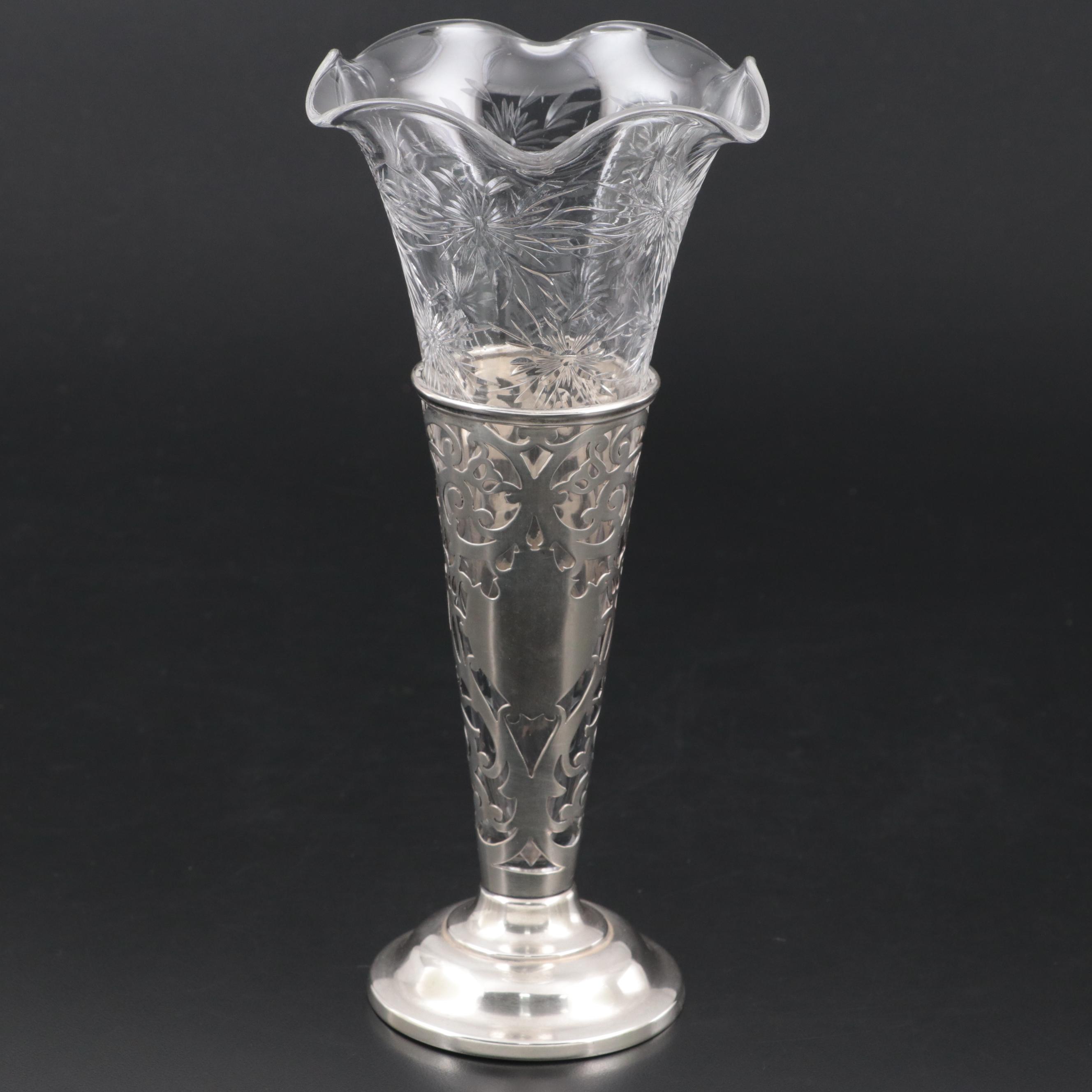 Bailey, Banks & Biddle Sterling Silver and Glass Vase