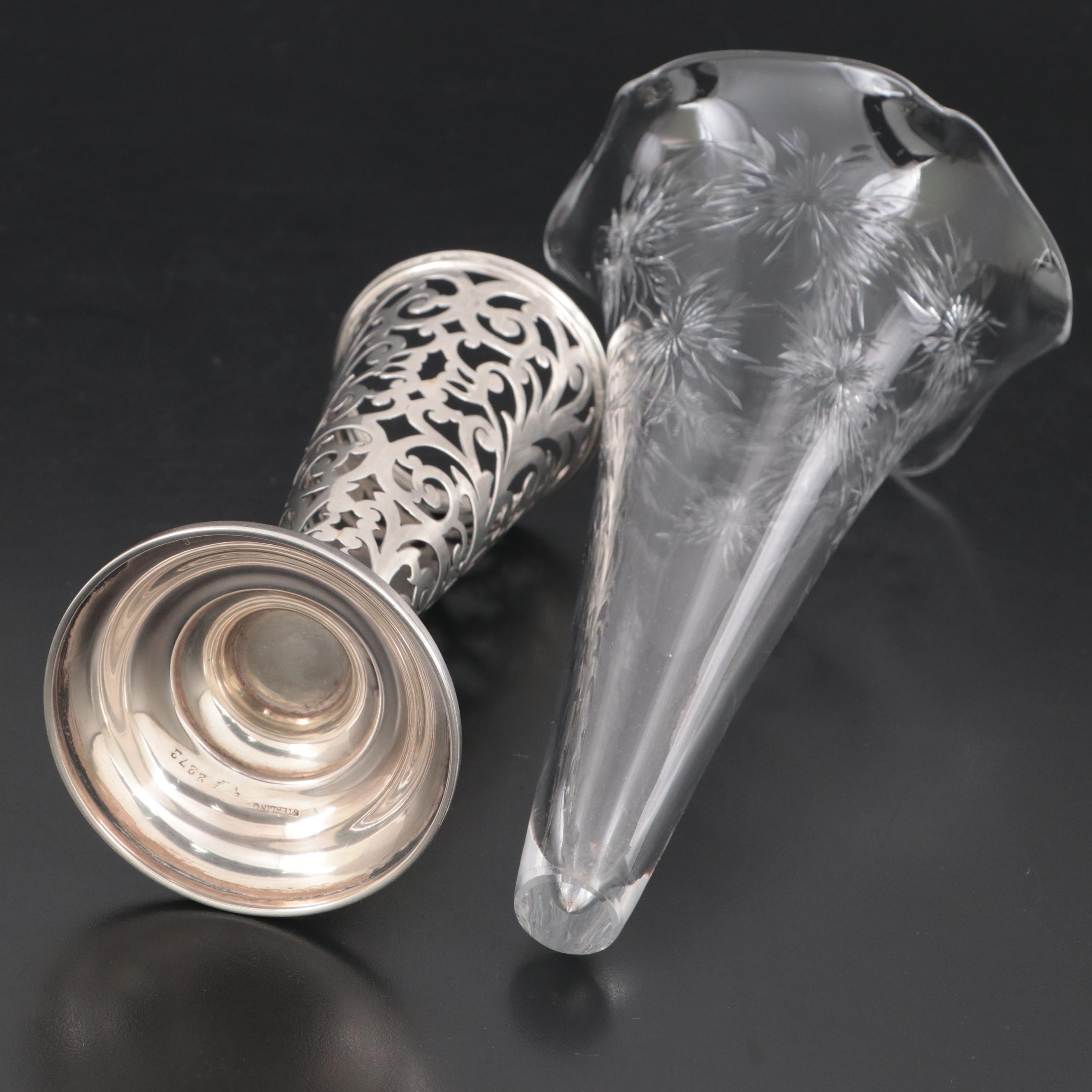 Bailey, Banks & Biddle Sterling Silver and Glass Vase