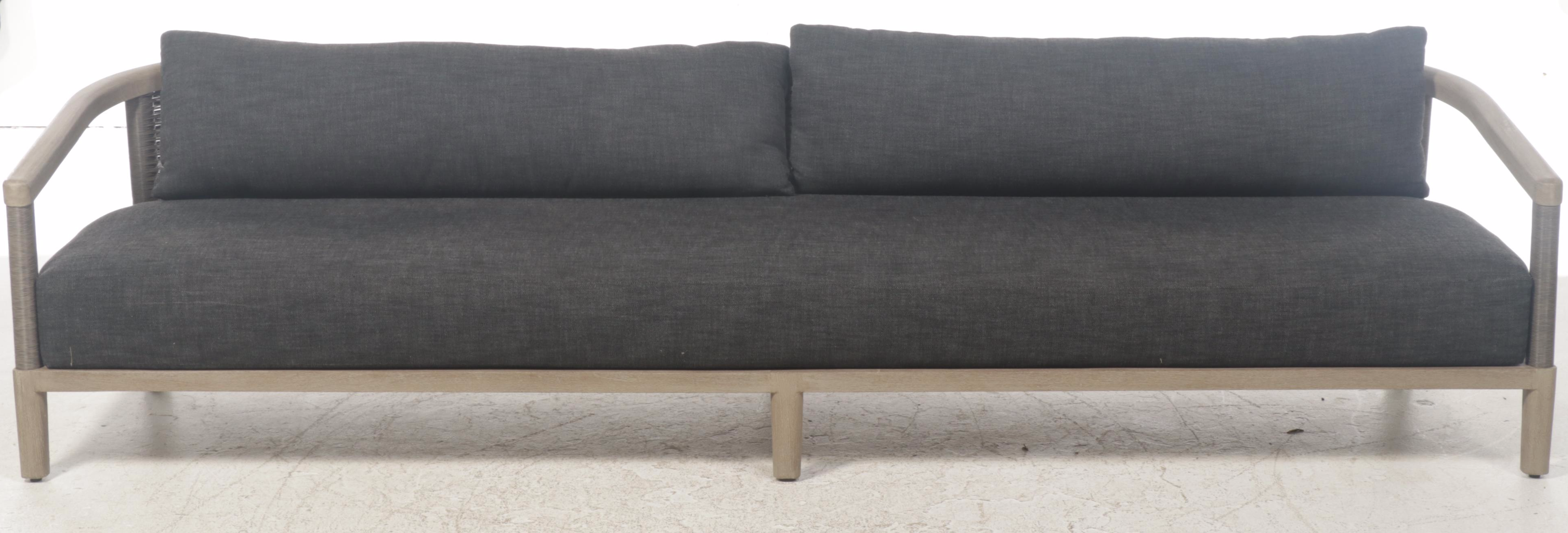 Restoration Hardware Teak and All-Weather Wicker Sofa