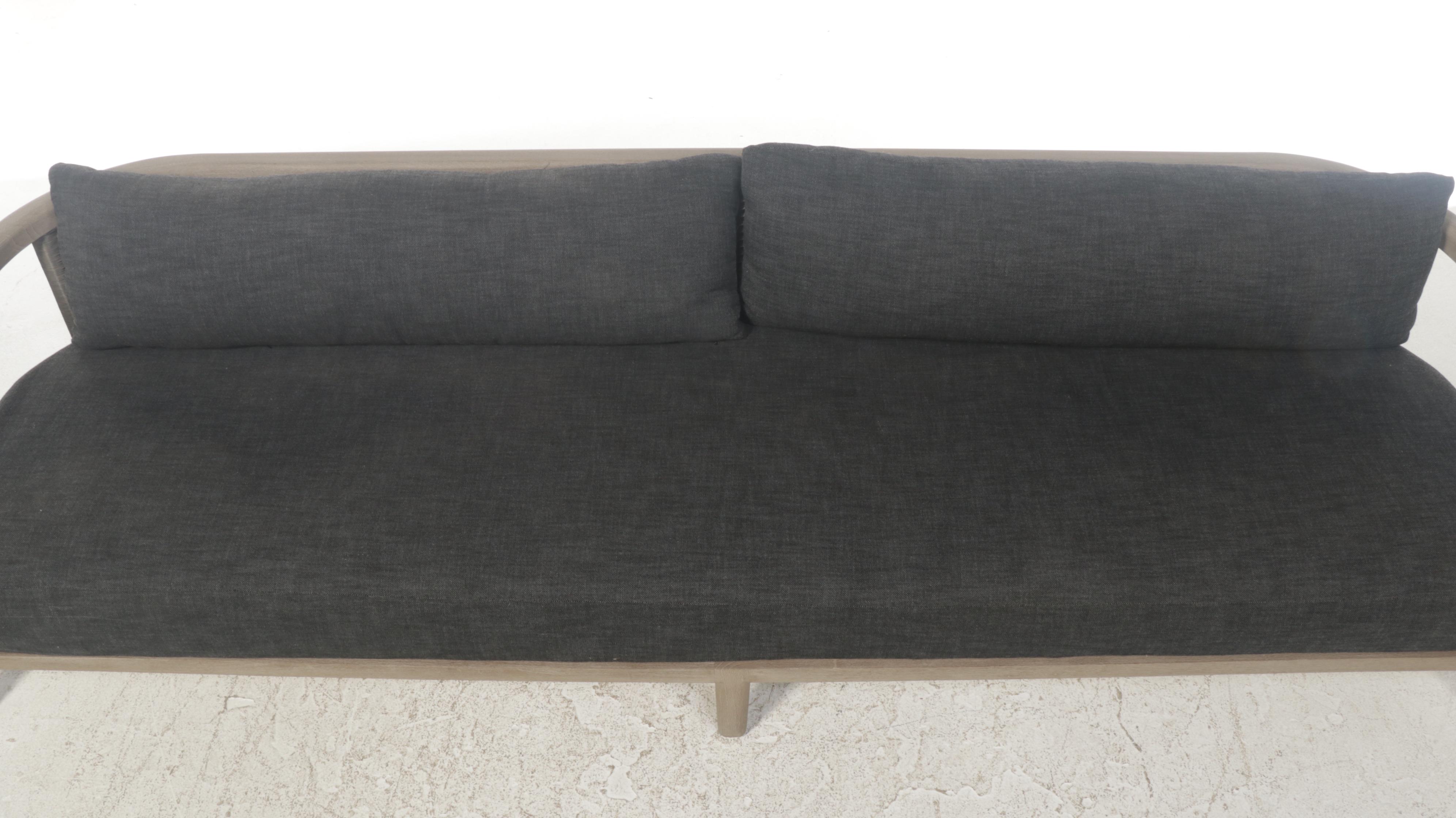 Restoration Hardware Teak and All-Weather Wicker Sofa