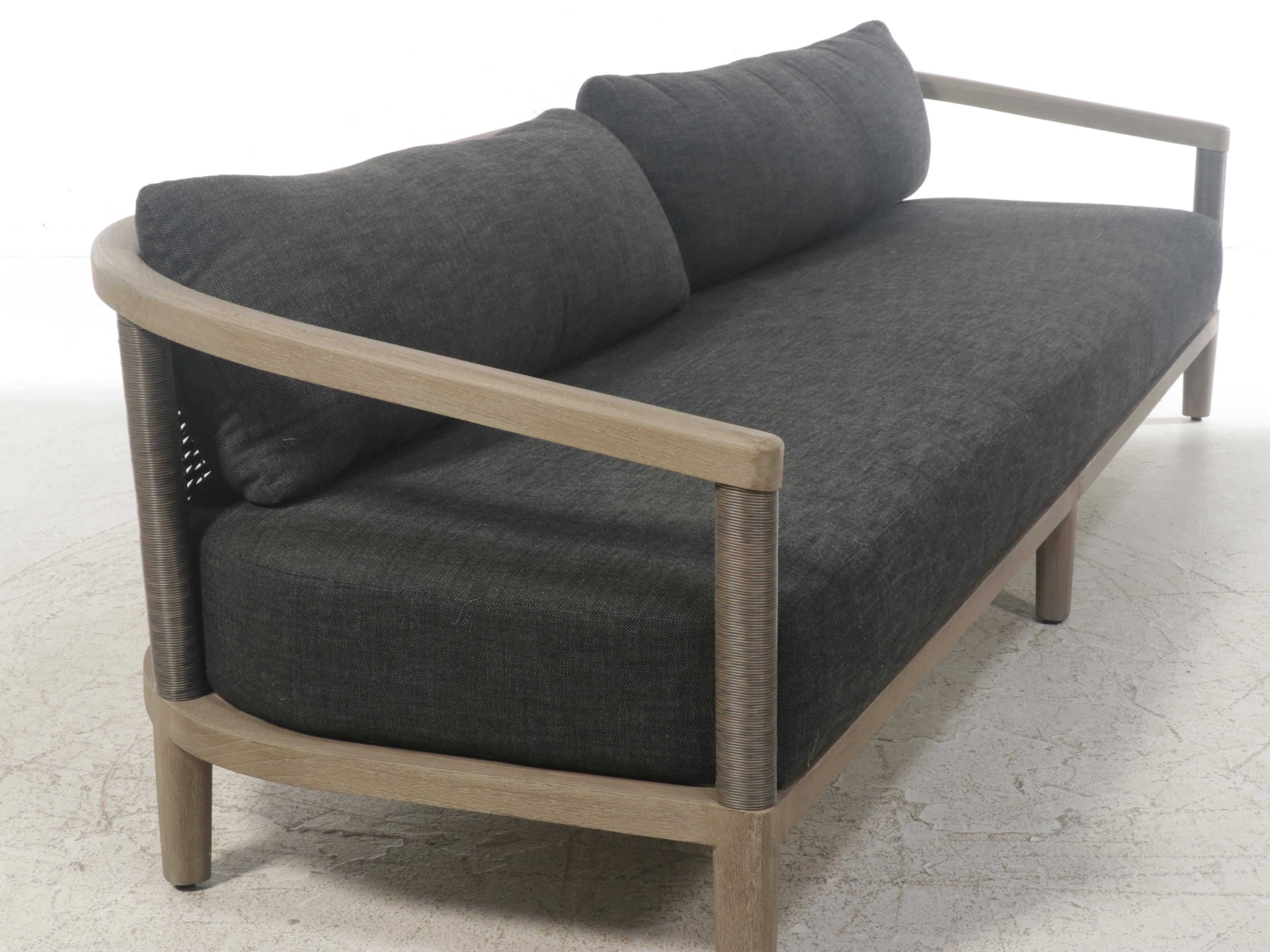 Restoration Hardware Teak and AllWeather Wicker Sofa EBTH