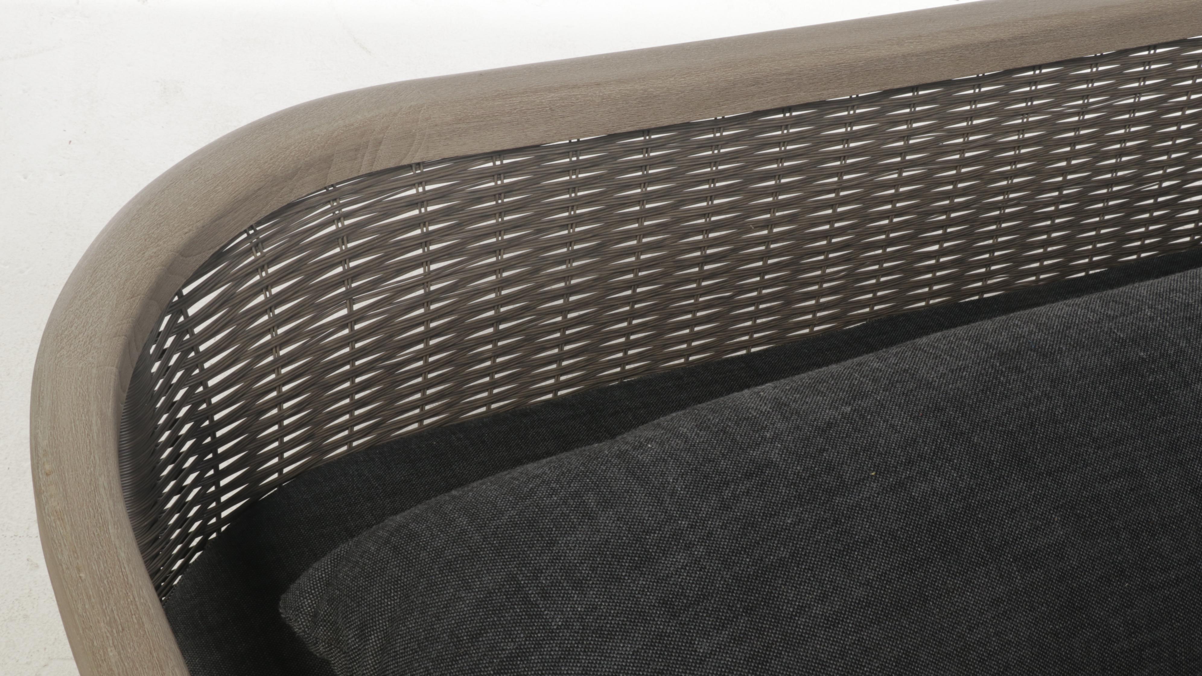 Restoration Hardware Teak and All-Weather Wicker Sofa