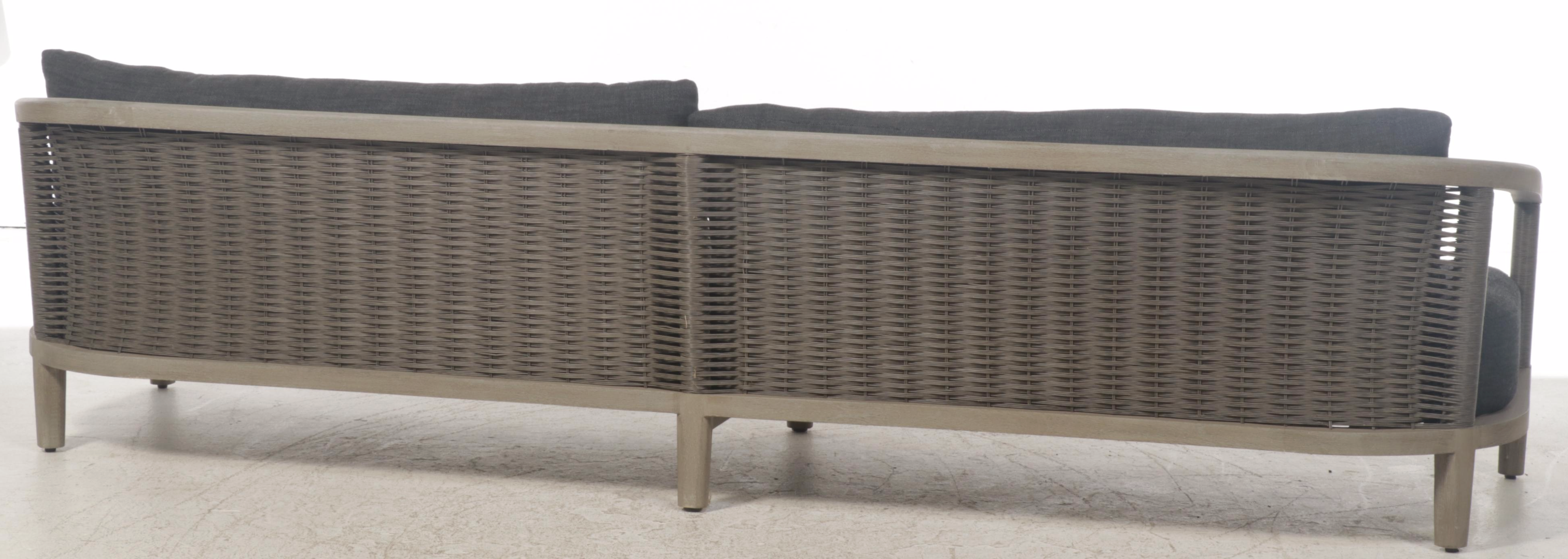 Restoration Hardware Teak and All-Weather Wicker Sofa