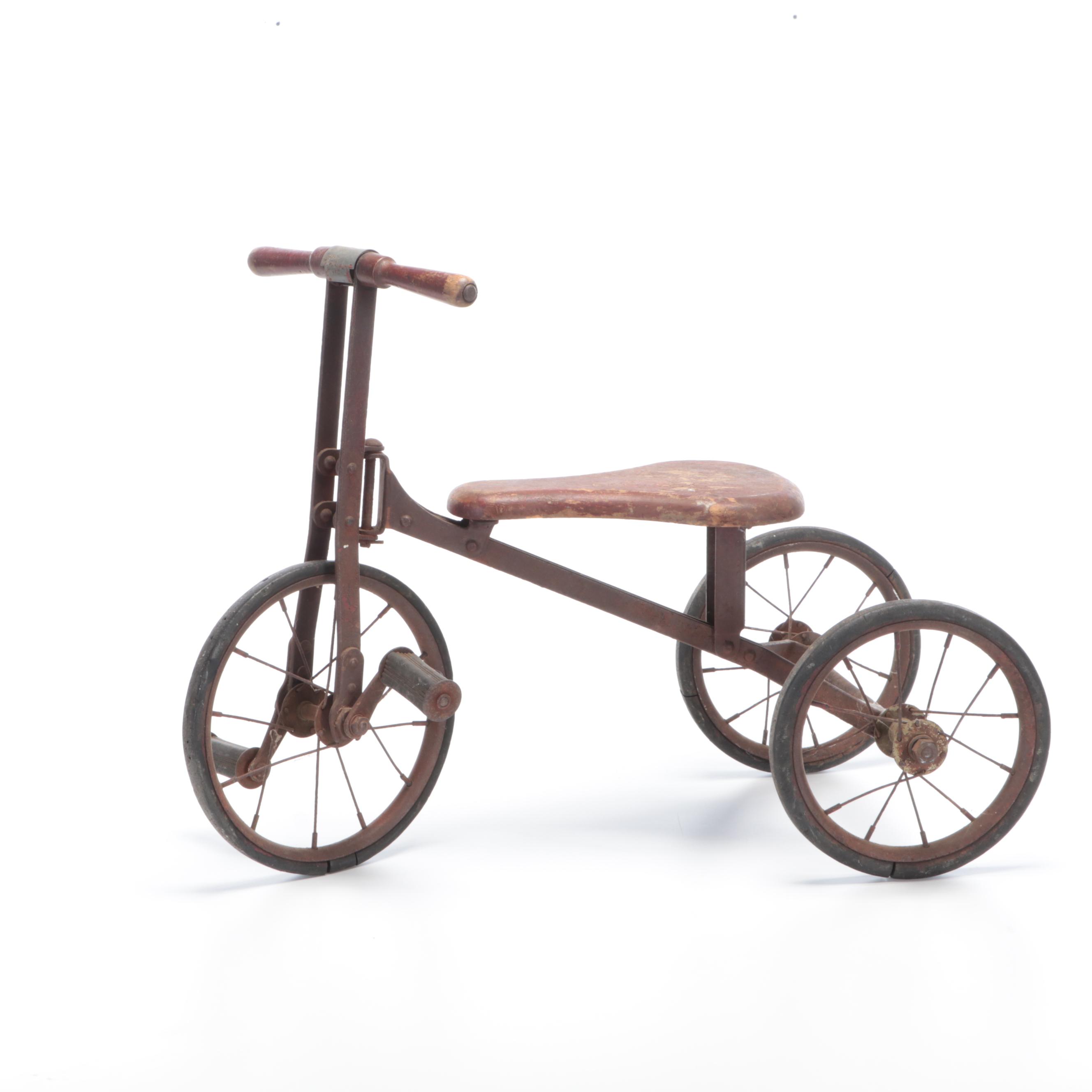 Vintage Painted Wood and Metal Tricycle, 1920s-1930s