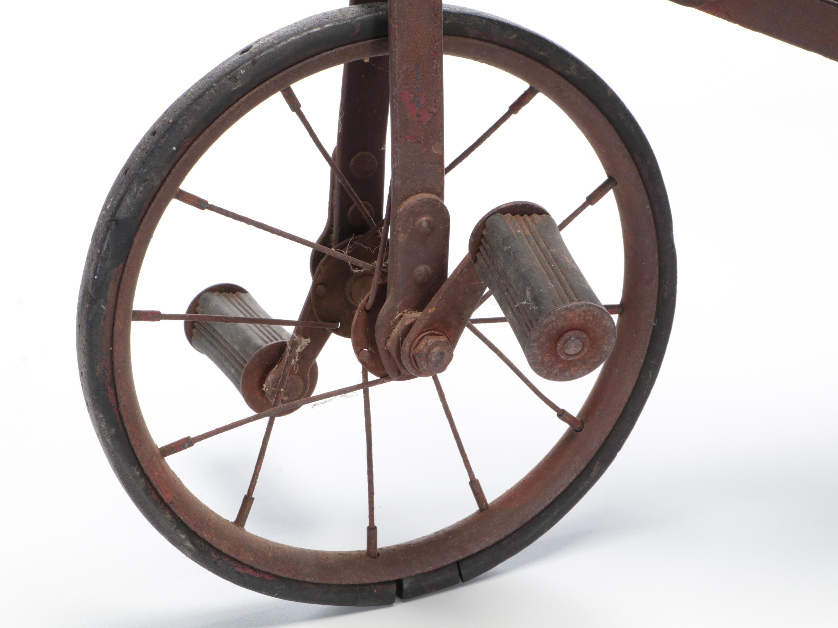 Vintage Painted Wood and Metal Tricycle, 1920s-1930s