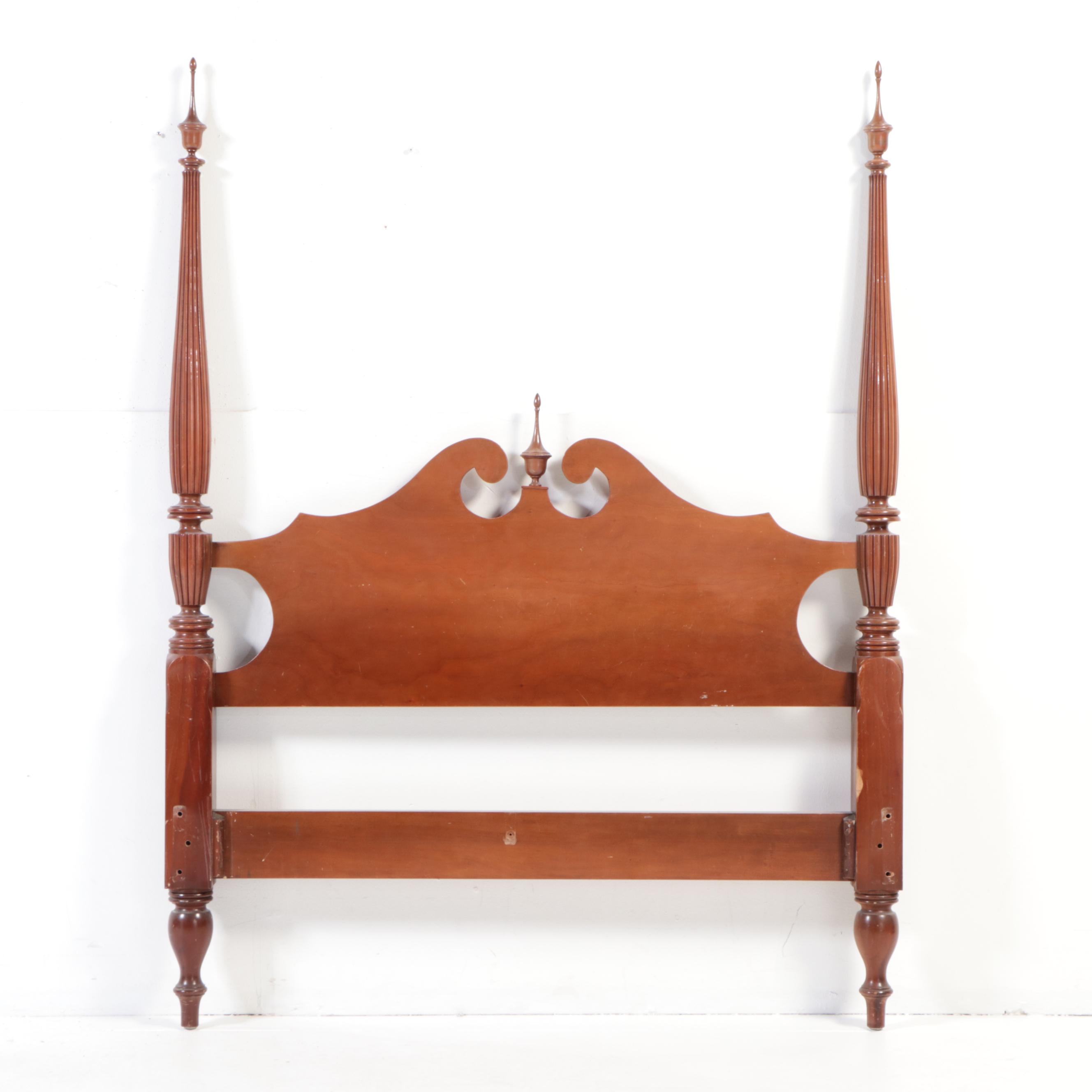 Federal Style Cherrywood Full Size Four-Post Bed Frame, Late 20th Century