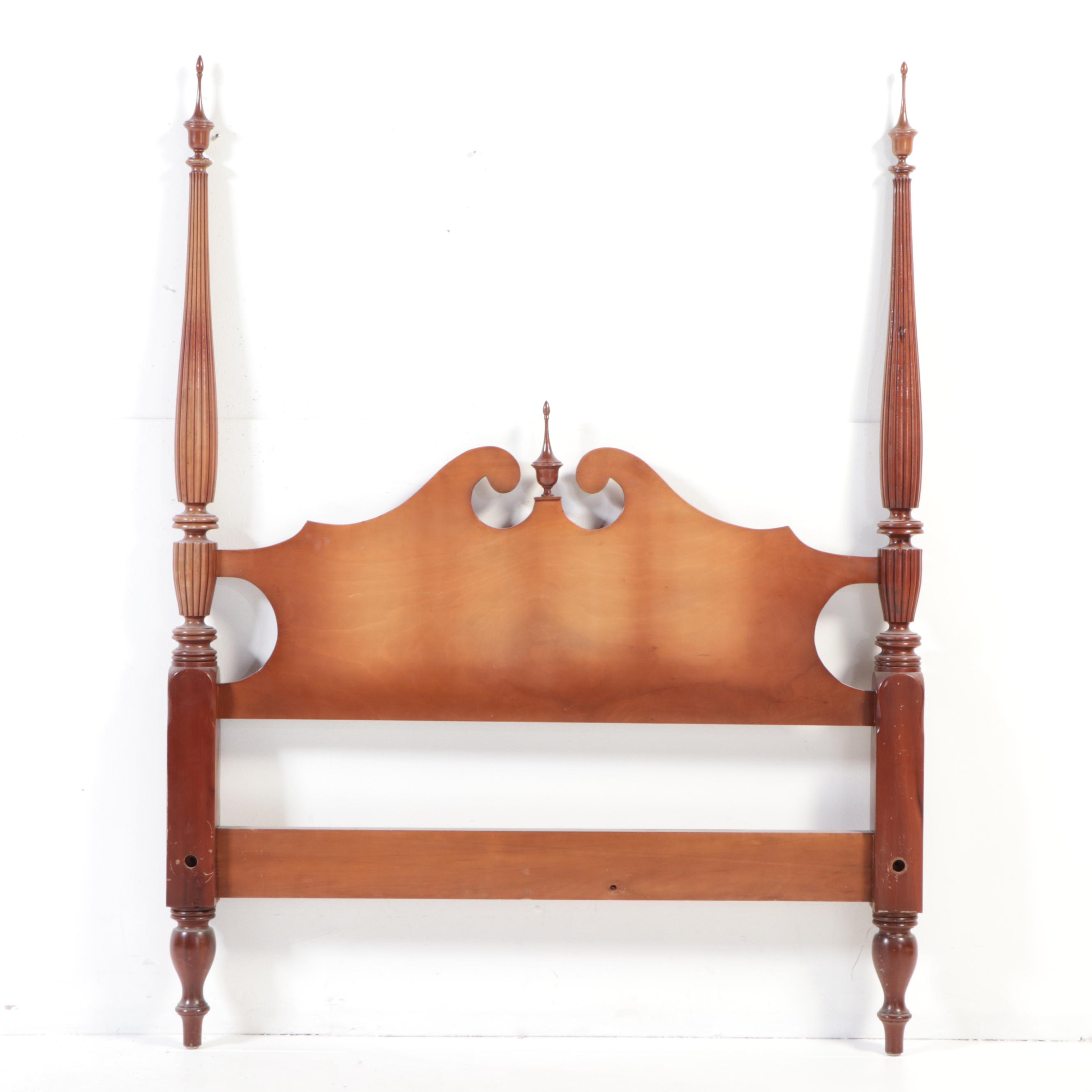 Federal Style Cherrywood Full Size Four-Post Bed Frame, Late 20th Century