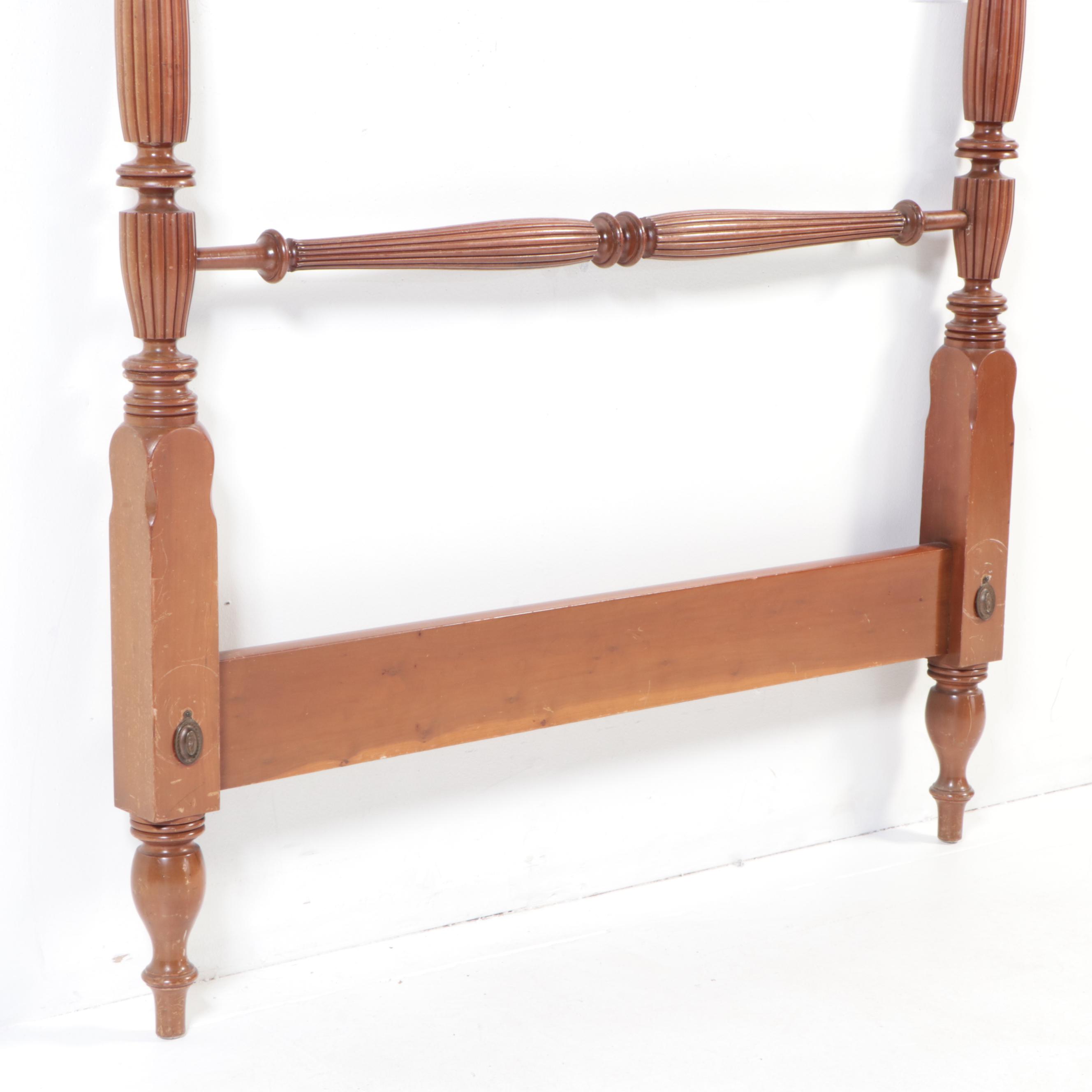 Federal Style Cherrywood Full Size Four-Post Bed Frame, Late 20th Century