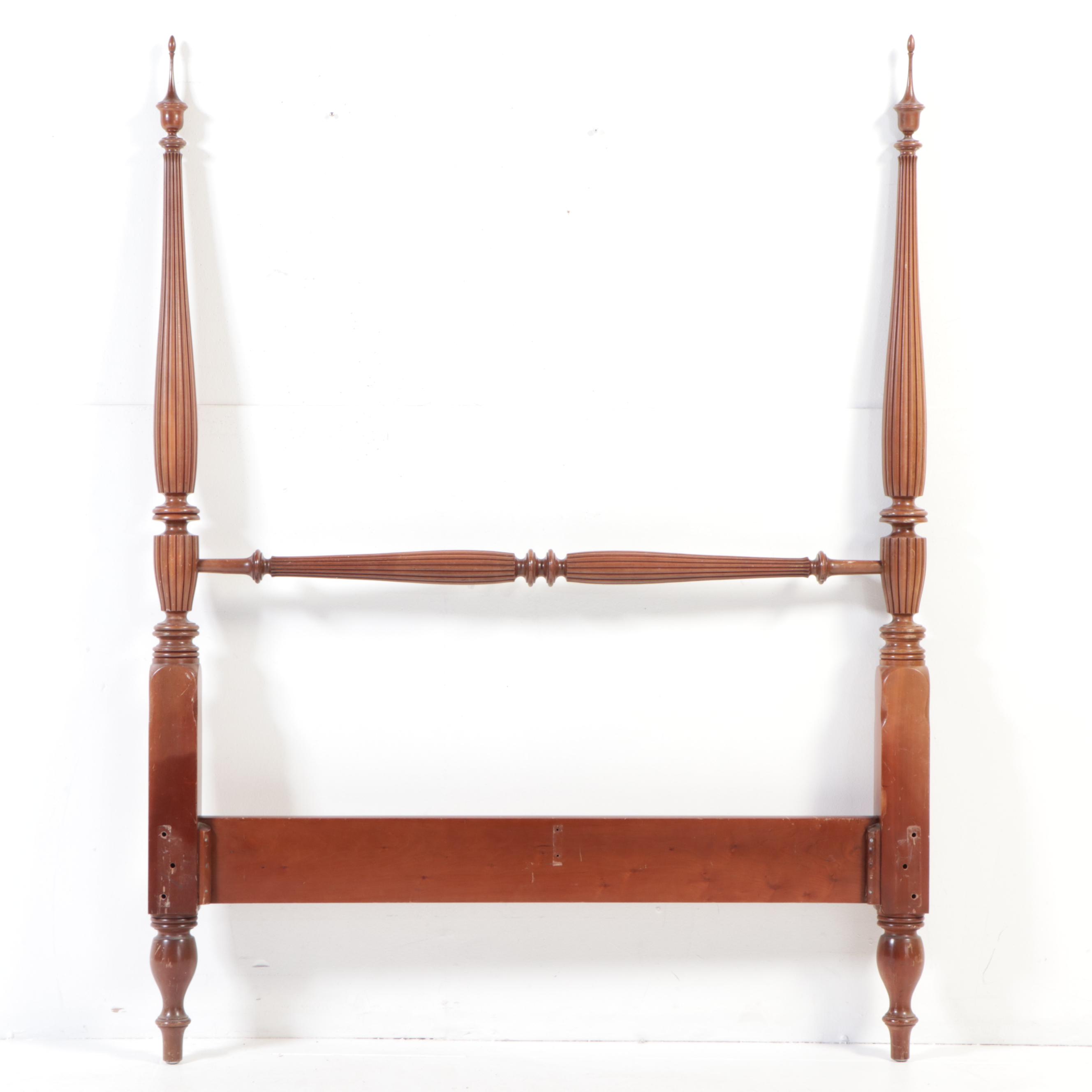 Federal Style Cherrywood Full Size Four-Post Bed Frame, Late 20th Century