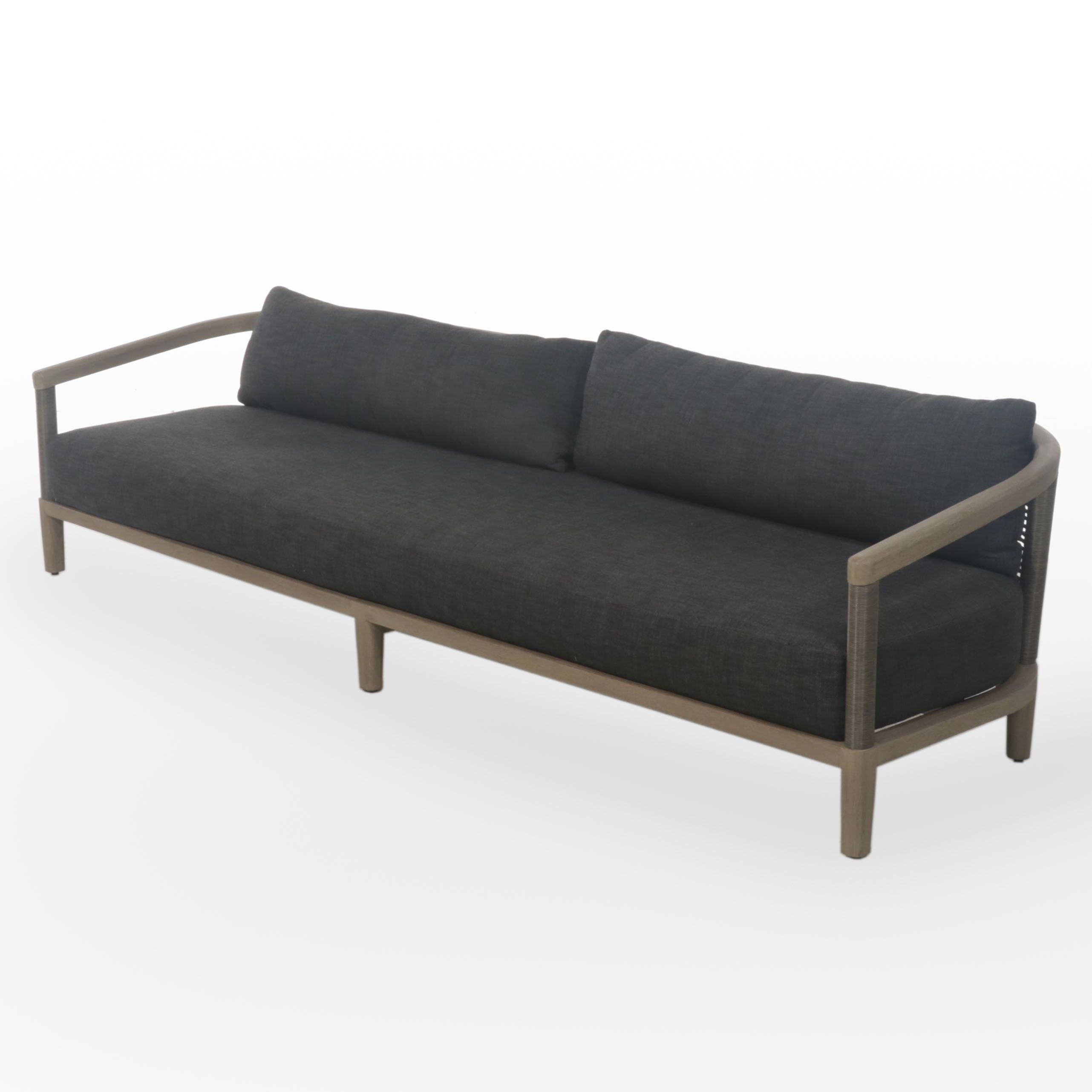 Restoration Hardware Teak and All-Weather Wicker Sofa