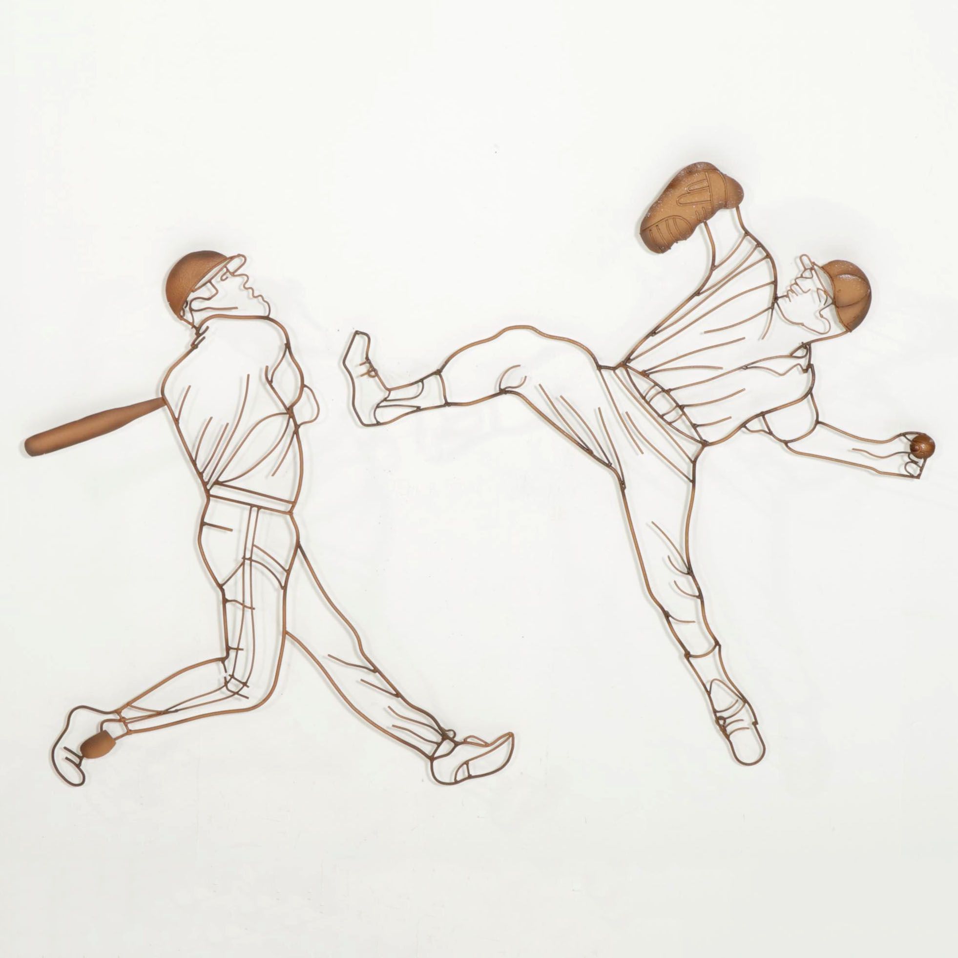 Metal Baseball Pitcher and Batter Wall Hangings