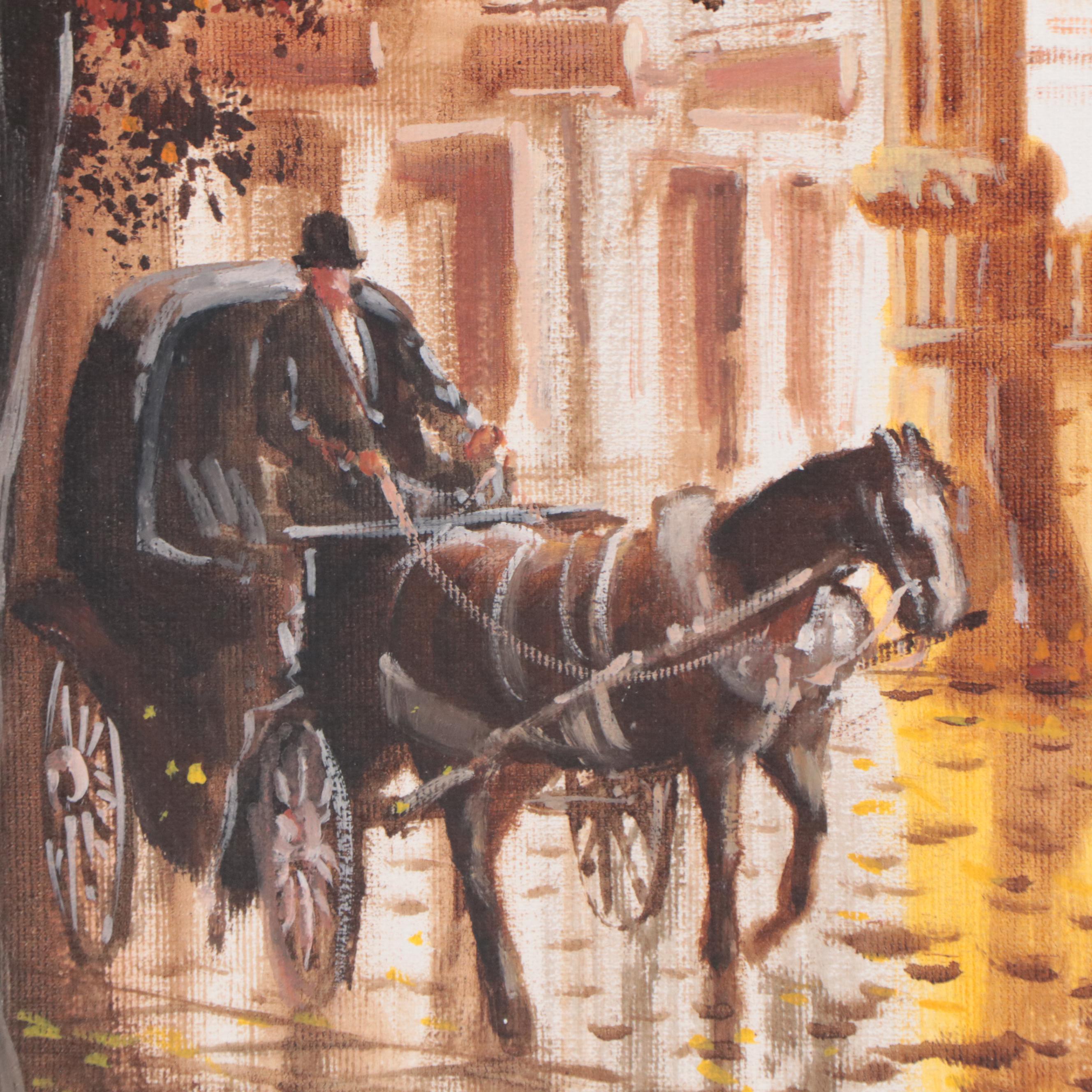 Lawrence Monier Oil Painting "Old Chicago," Late 20th Century