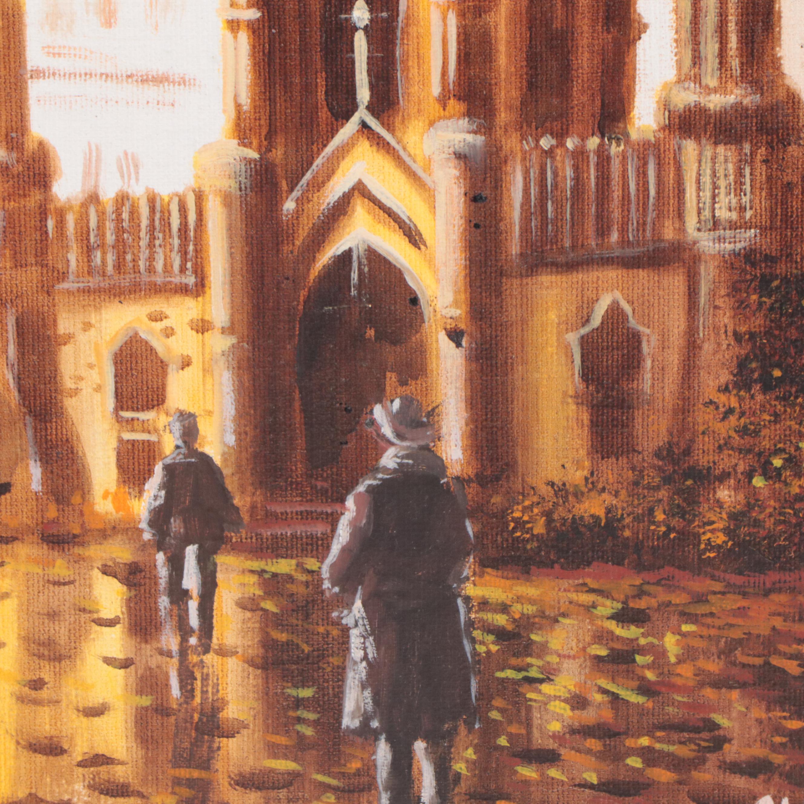 Lawrence Monier Oil Painting "Old Chicago," Late 20th Century