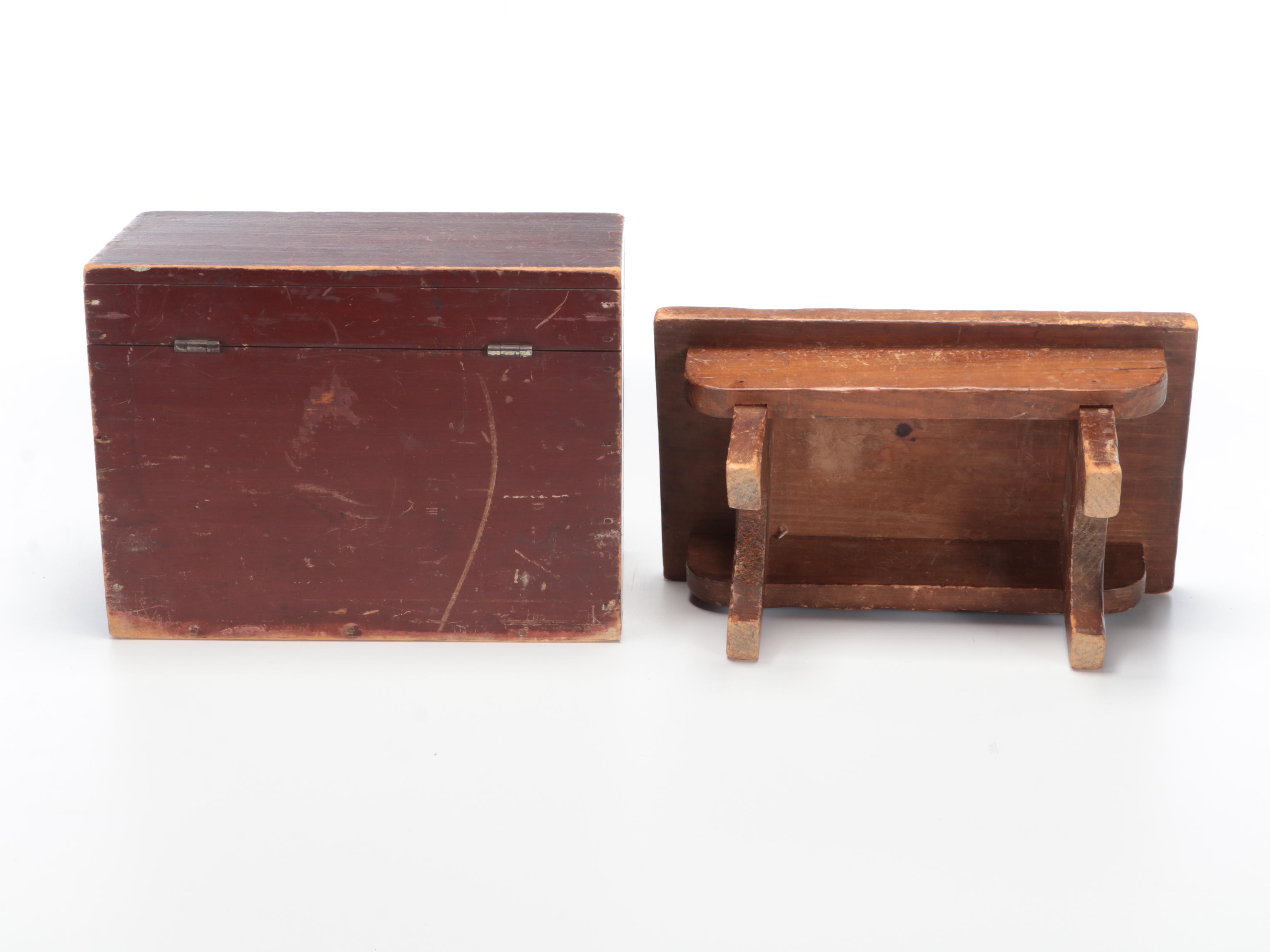 Wooden Boxes and Salesman's Sample Miniature Table