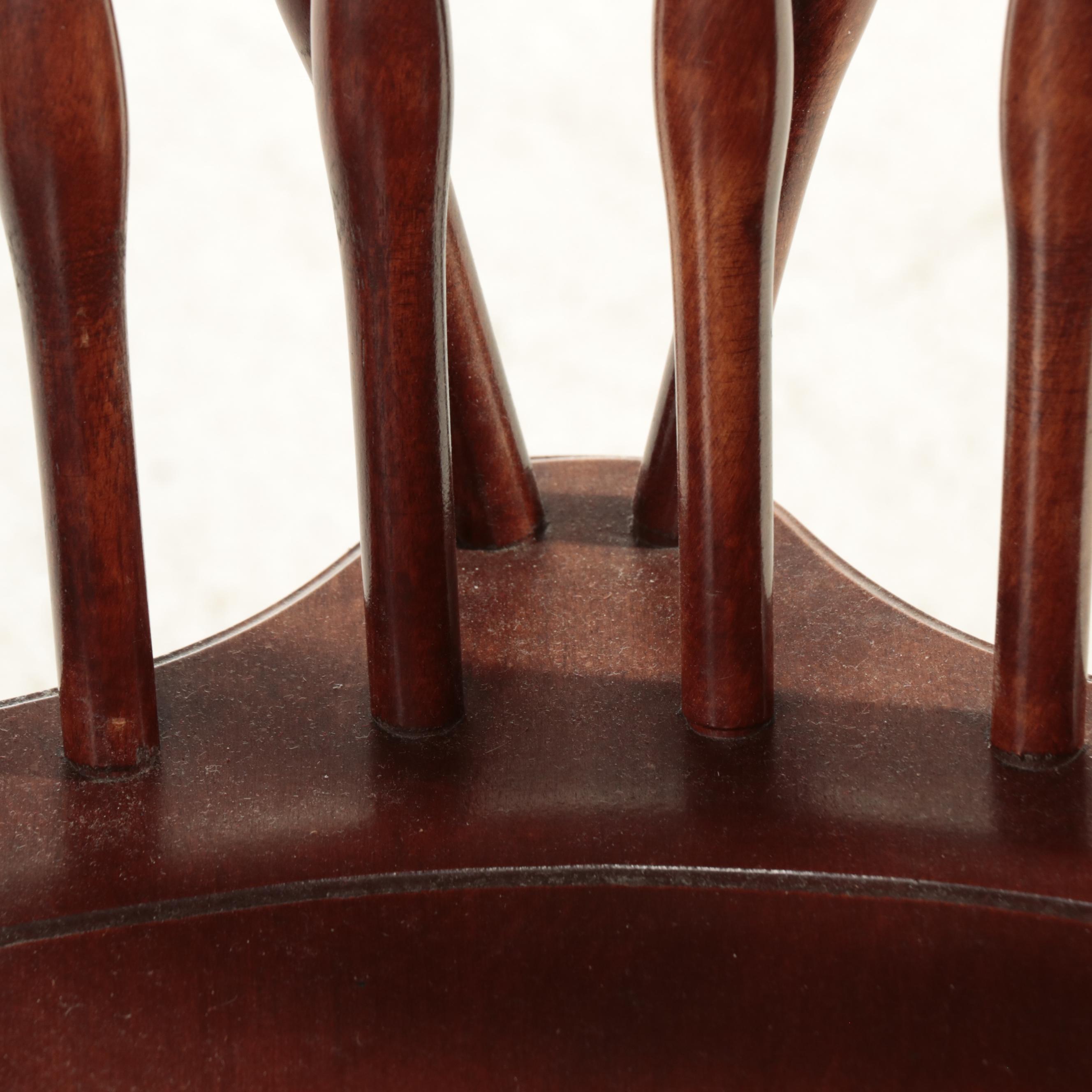 Four Nichols & Stone Colonial Style Cherrywood-Stained Windsor Dining Chairs