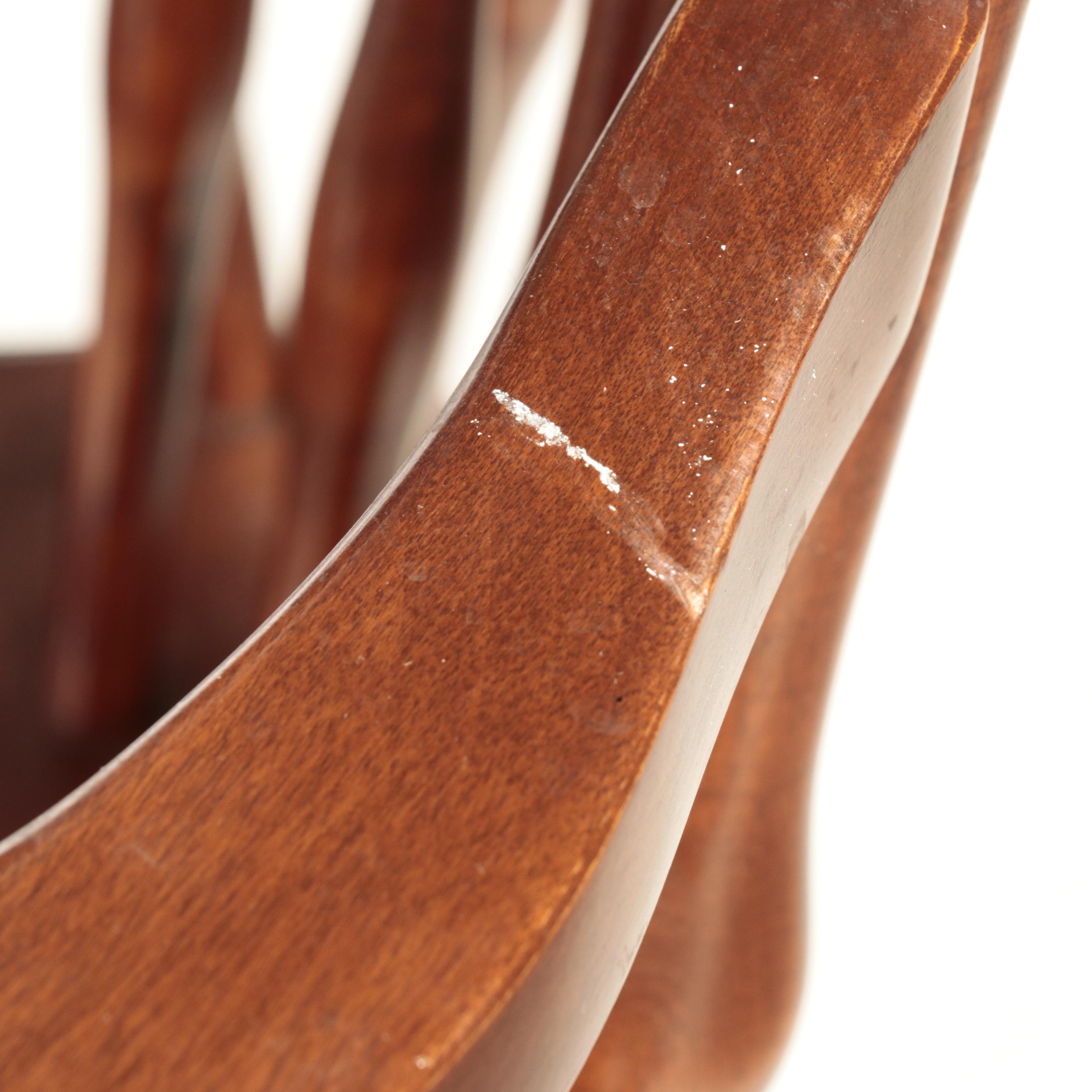 Four Nichols & Stone Colonial Style Cherrywood-Stained Windsor Dining Chairs