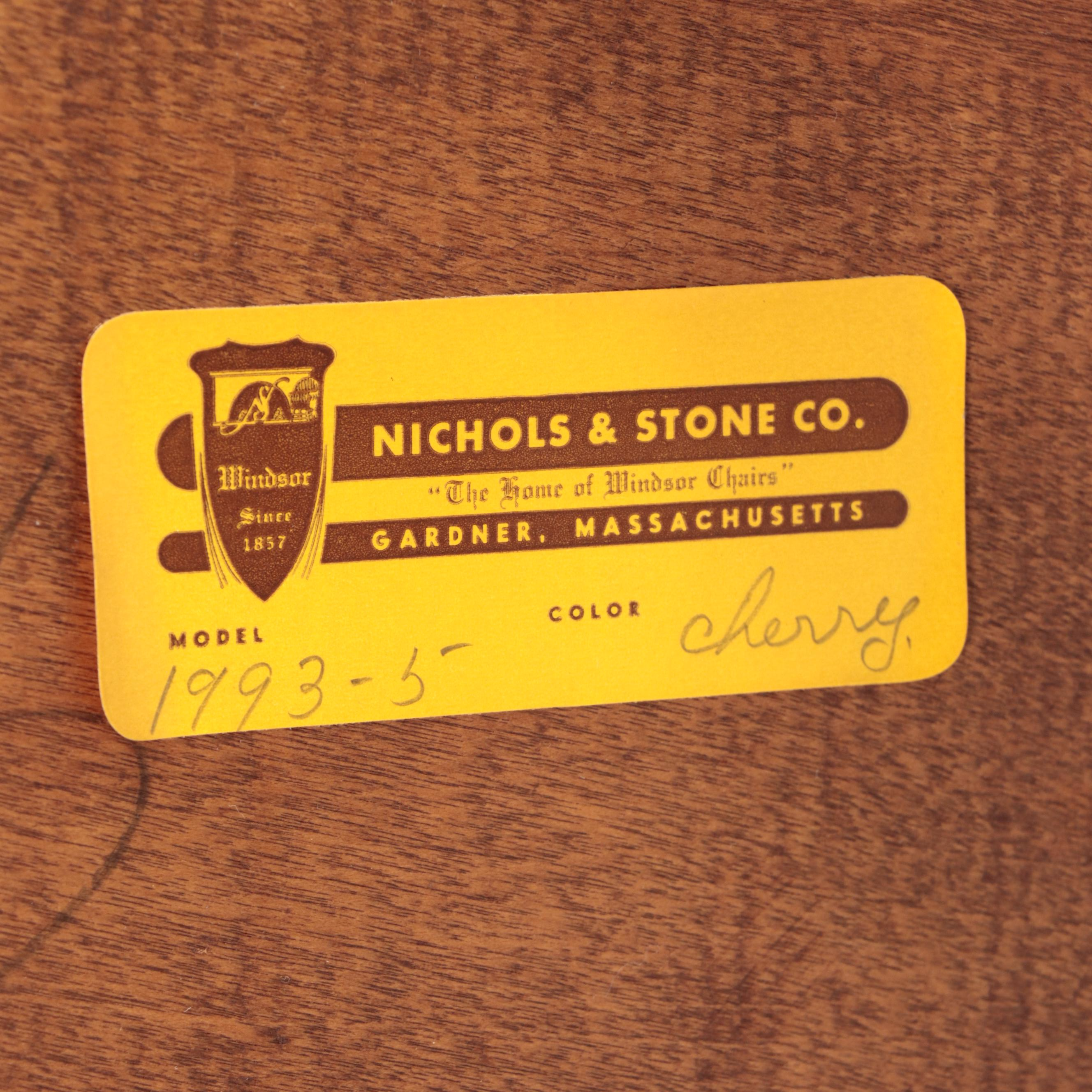 Four Nichols & Stone Colonial Style Cherrywood-Stained Windsor Dining Chairs