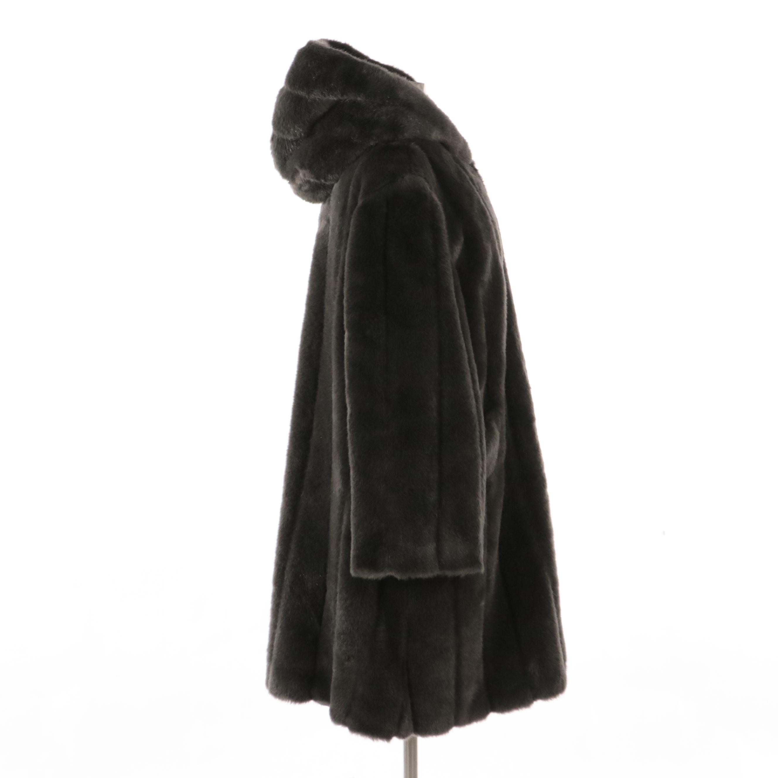 Dennis Basso Faux Fur Hooded Coat