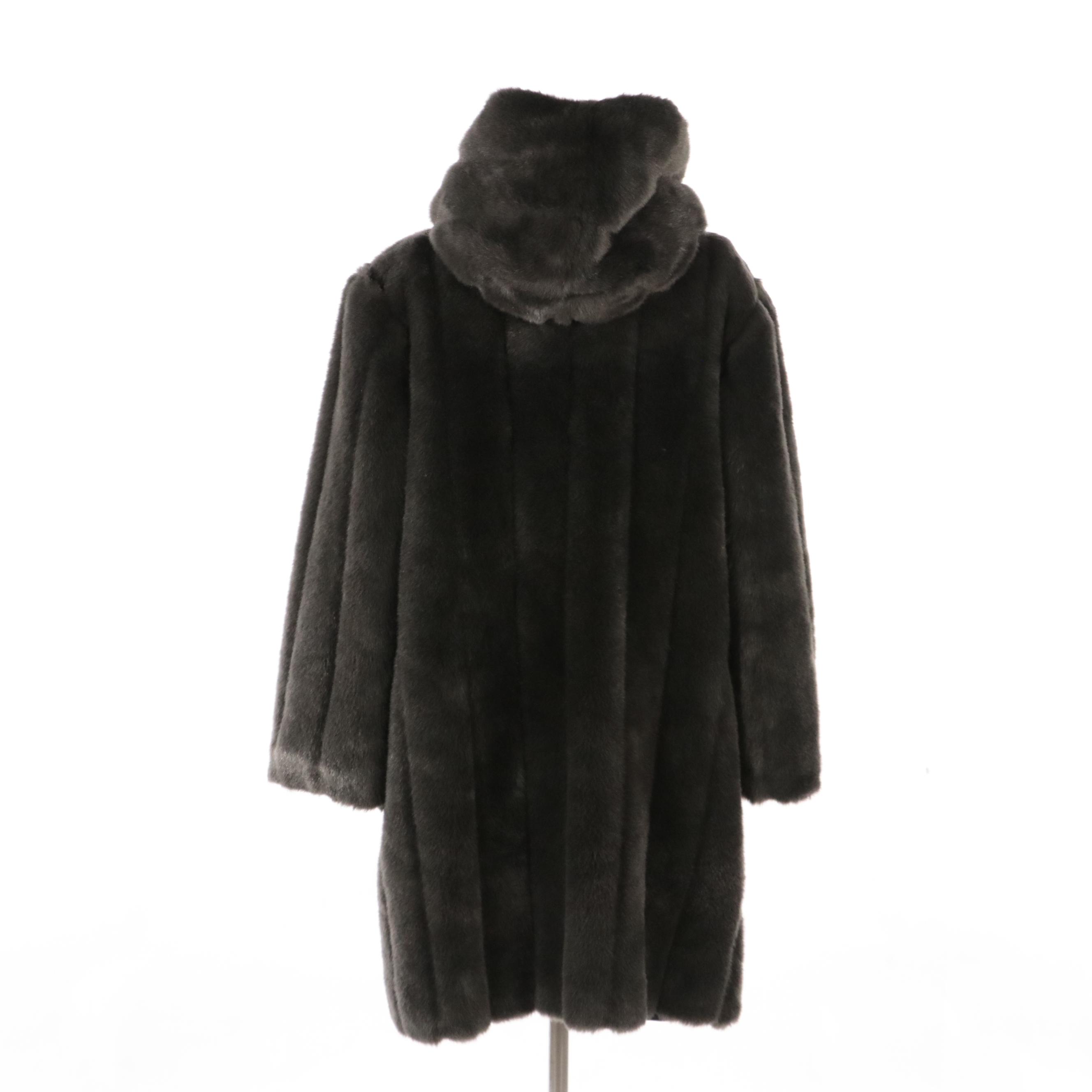 Dennis Basso Faux Fur Hooded Coat