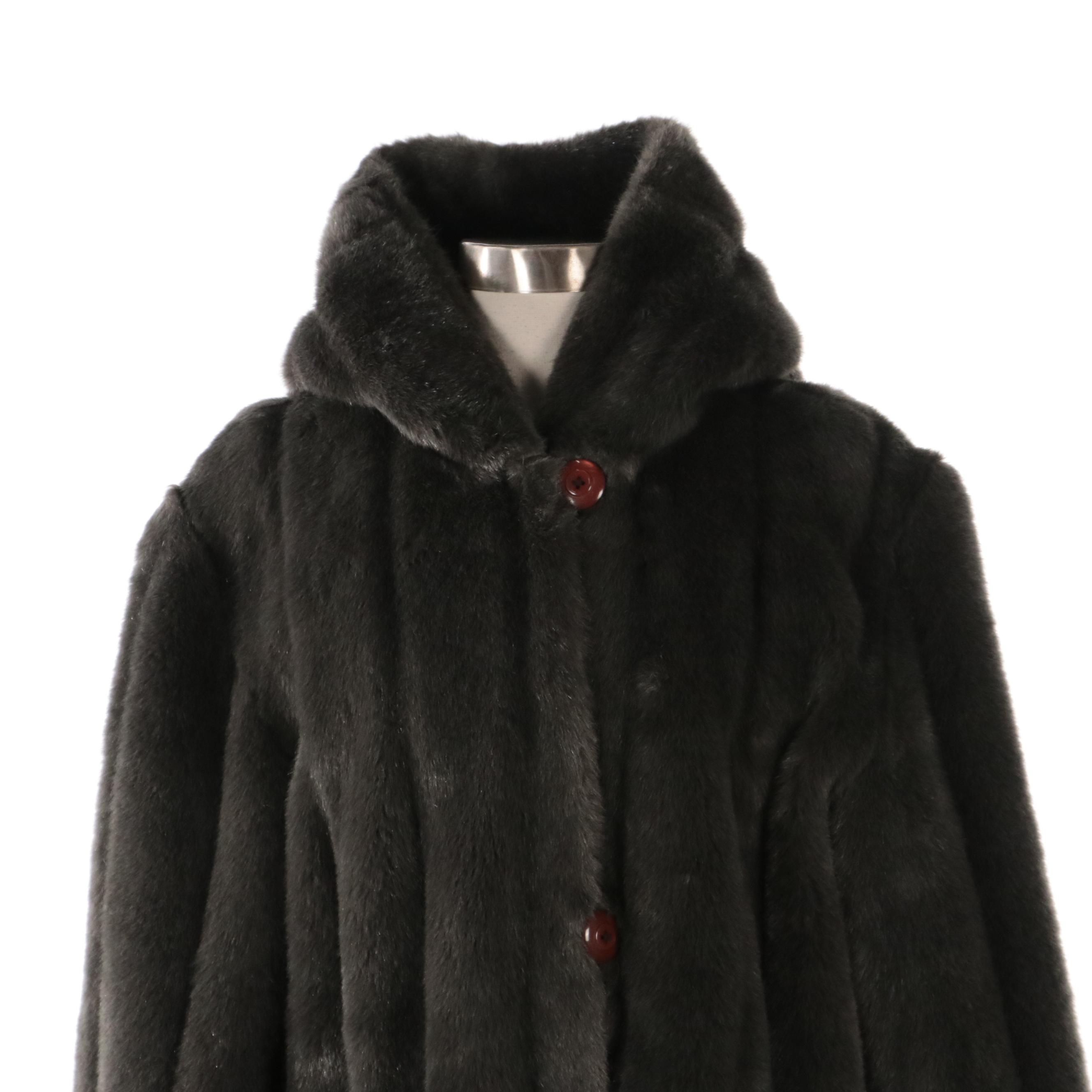 Dennis Basso Faux Fur Hooded Coat