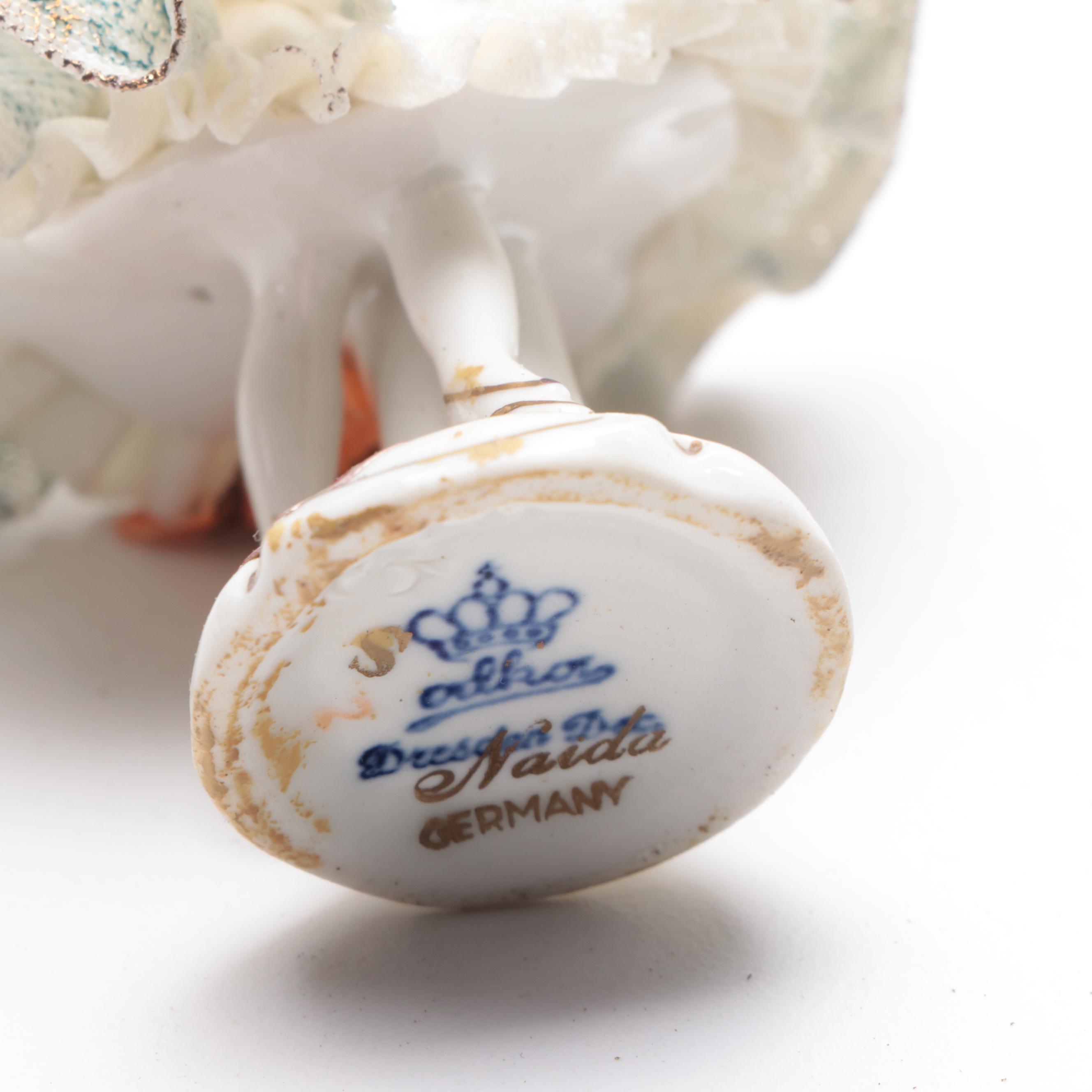 Hand-Painted Floral Motif Porcelain Trinket Box with More Vanity Accessories