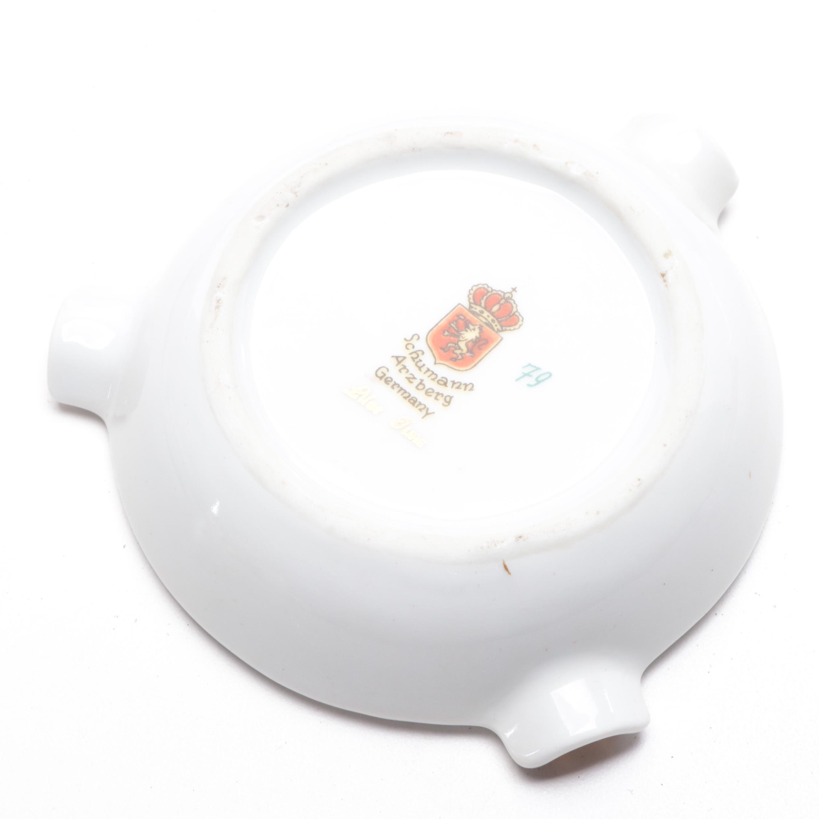 Hand-Painted Floral Motif Porcelain Trinket Box with More Vanity Accessories