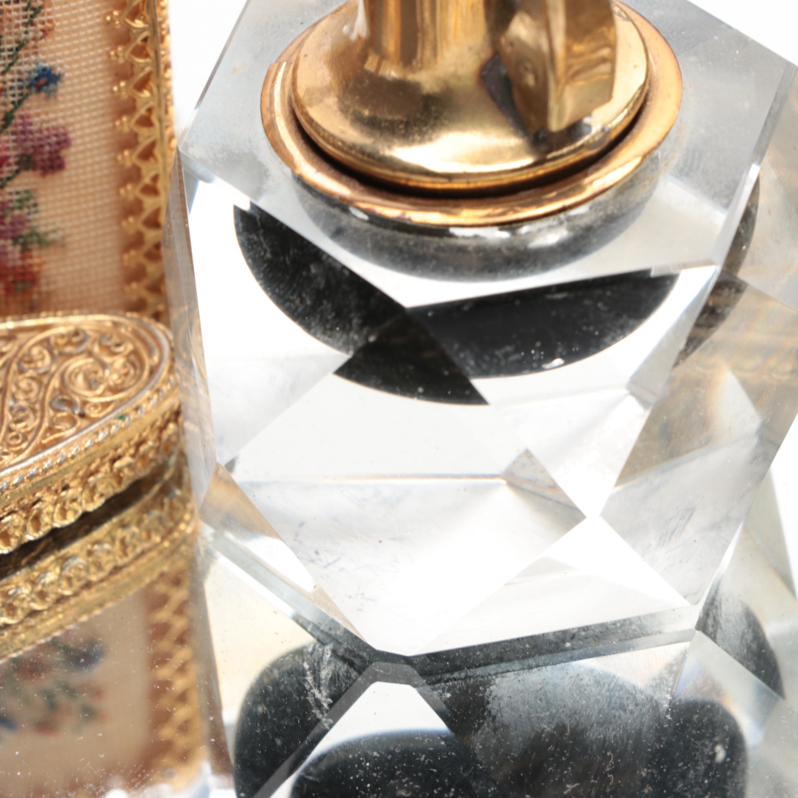 Hand-Painted Floral Motif Porcelain Trinket Box with More Vanity Accessories