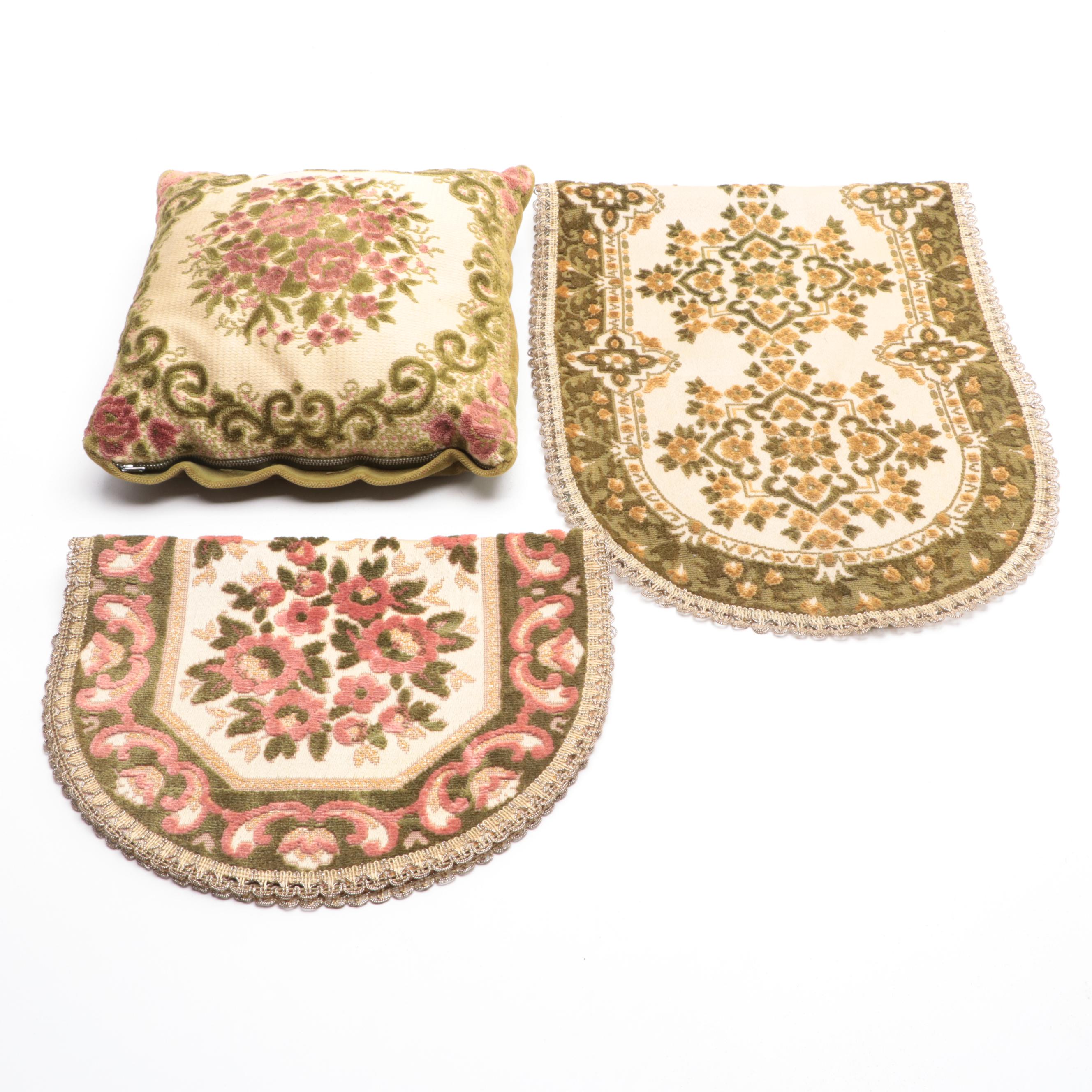 Hand-Painted Floral Motif Porcelain Trinket Box with More Vanity Accessories