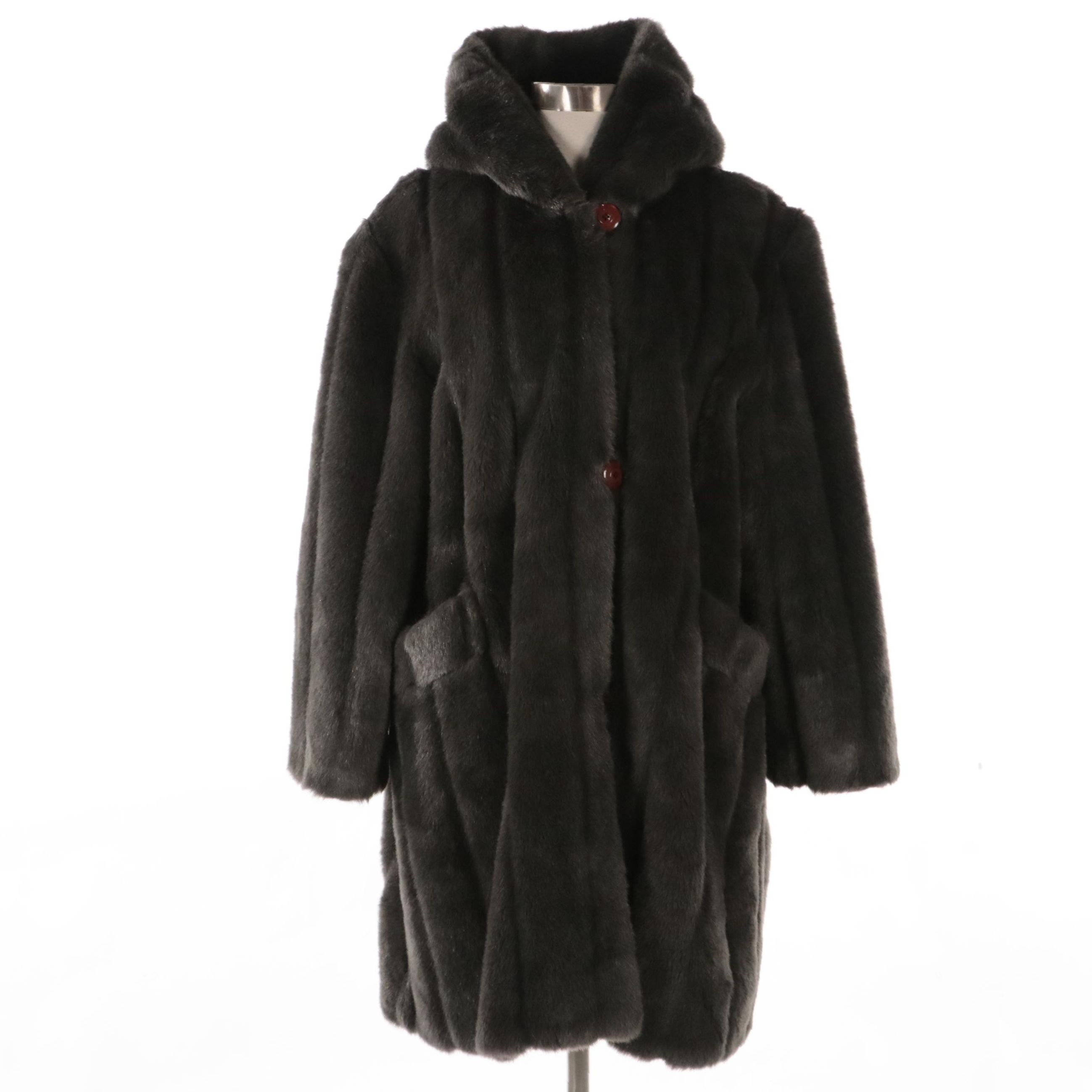 Dennis Basso Faux Fur Hooded Coat