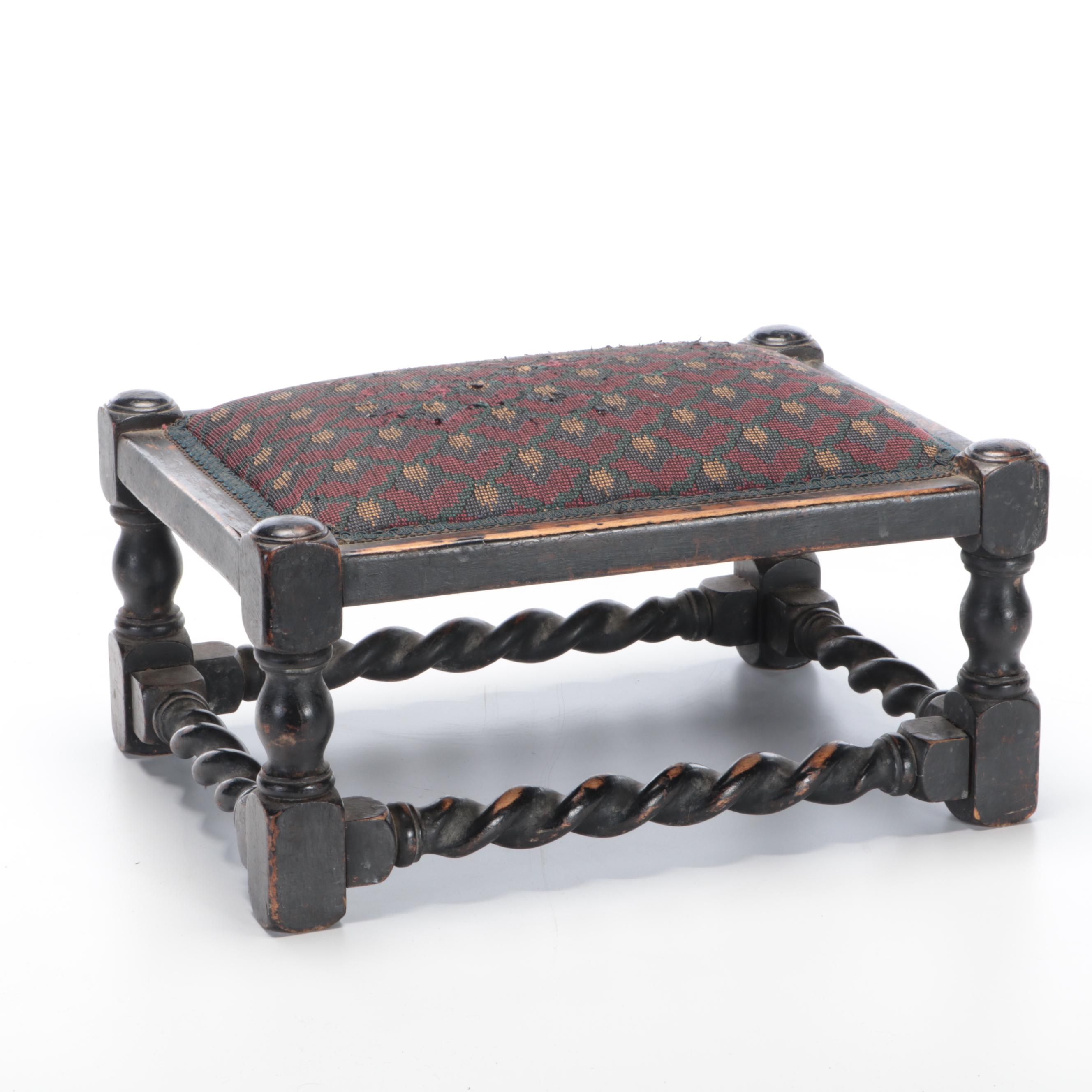 William and Mary Style Barley Twist Leg Footstool
