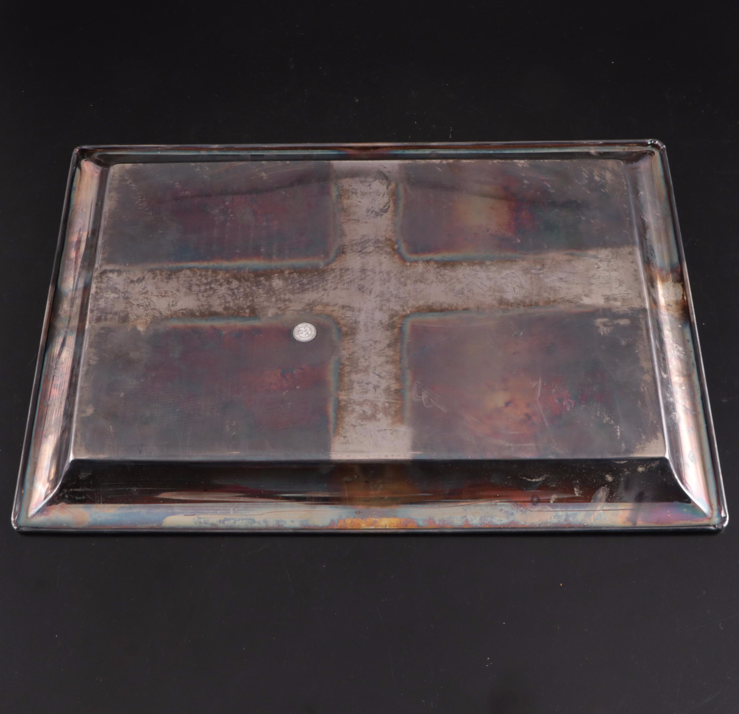 Godinger Silver Art Co. Ltd. Silver Plate Square Tray with Silver Plate Tea Set