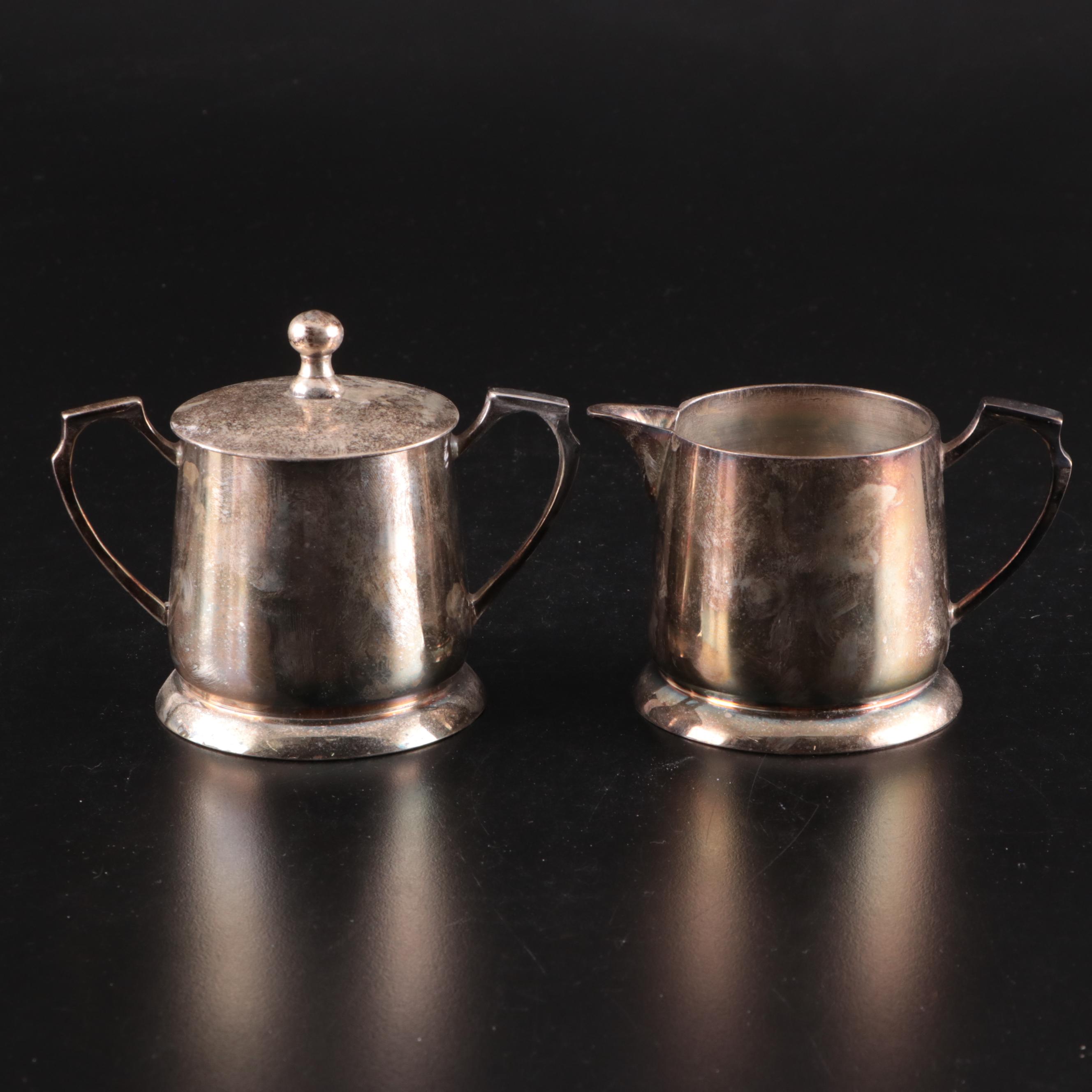 Godinger Silver Art Co. Ltd. Silver Plate Square Tray with Silver Plate Tea Set