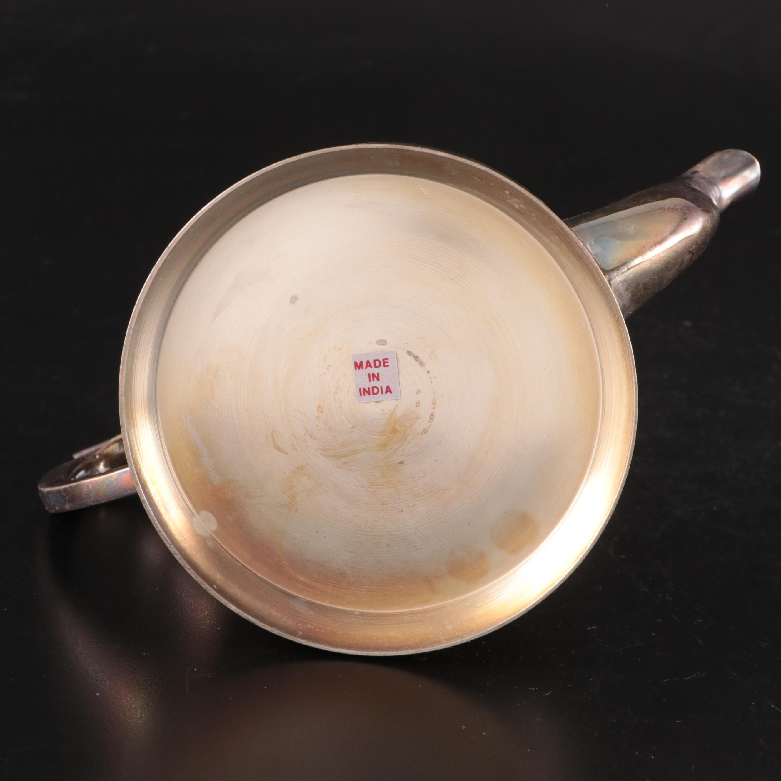 Godinger Silver Art Co. Ltd. Silver Plate Square Tray with Silver Plate Tea Set