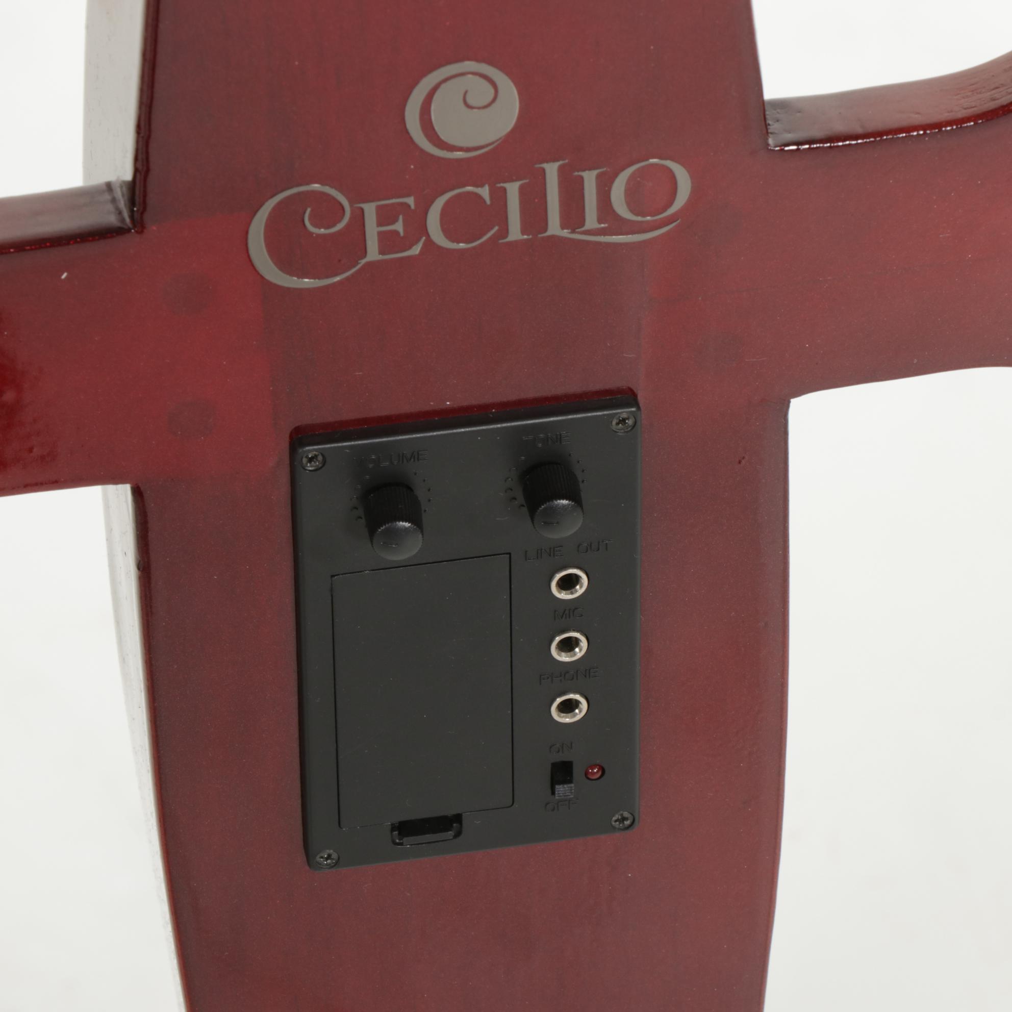Cecilio Electric Cello With Nylon Case and Fender Amp