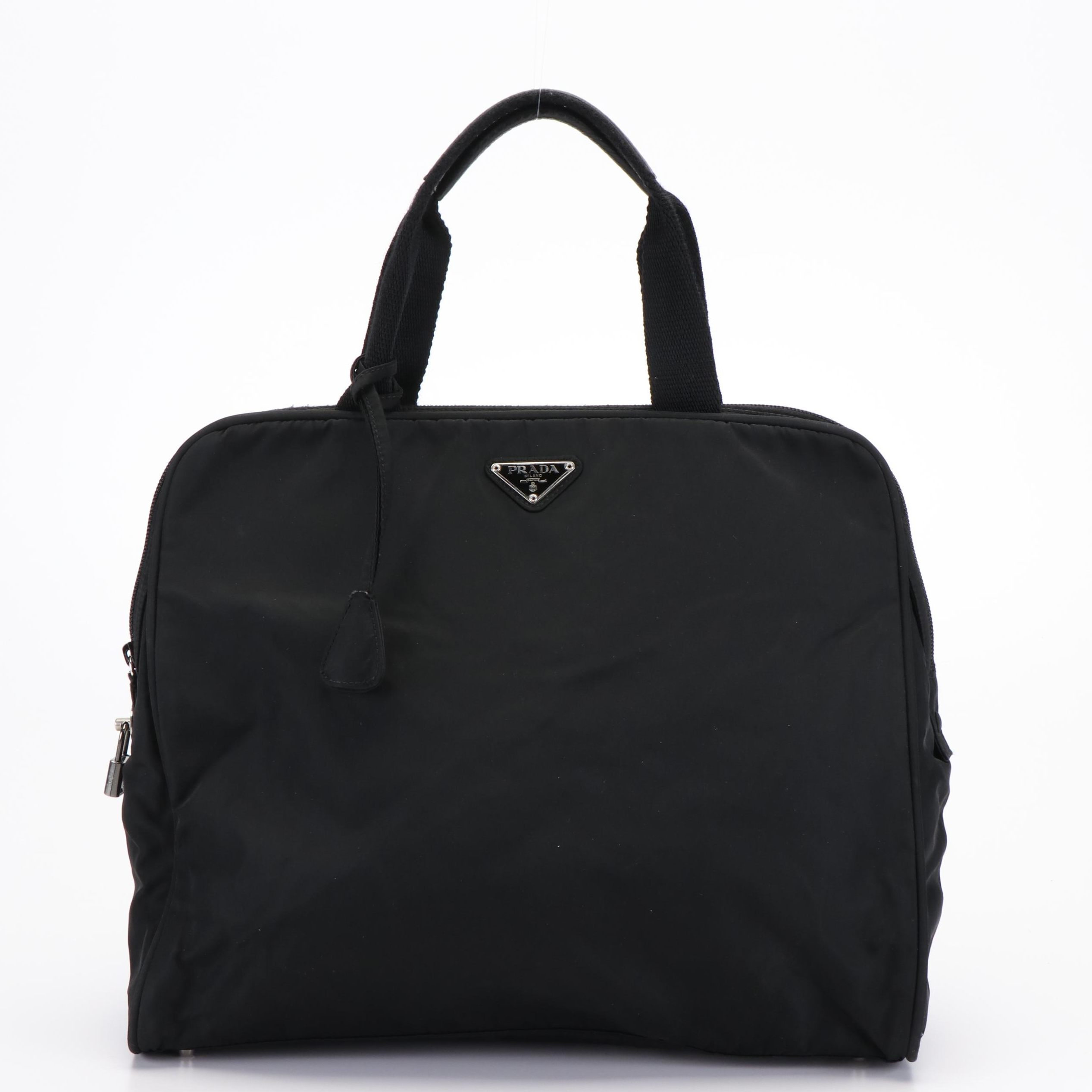 Prada Zip Around Tote Medium in Black Tessuto Nylon
