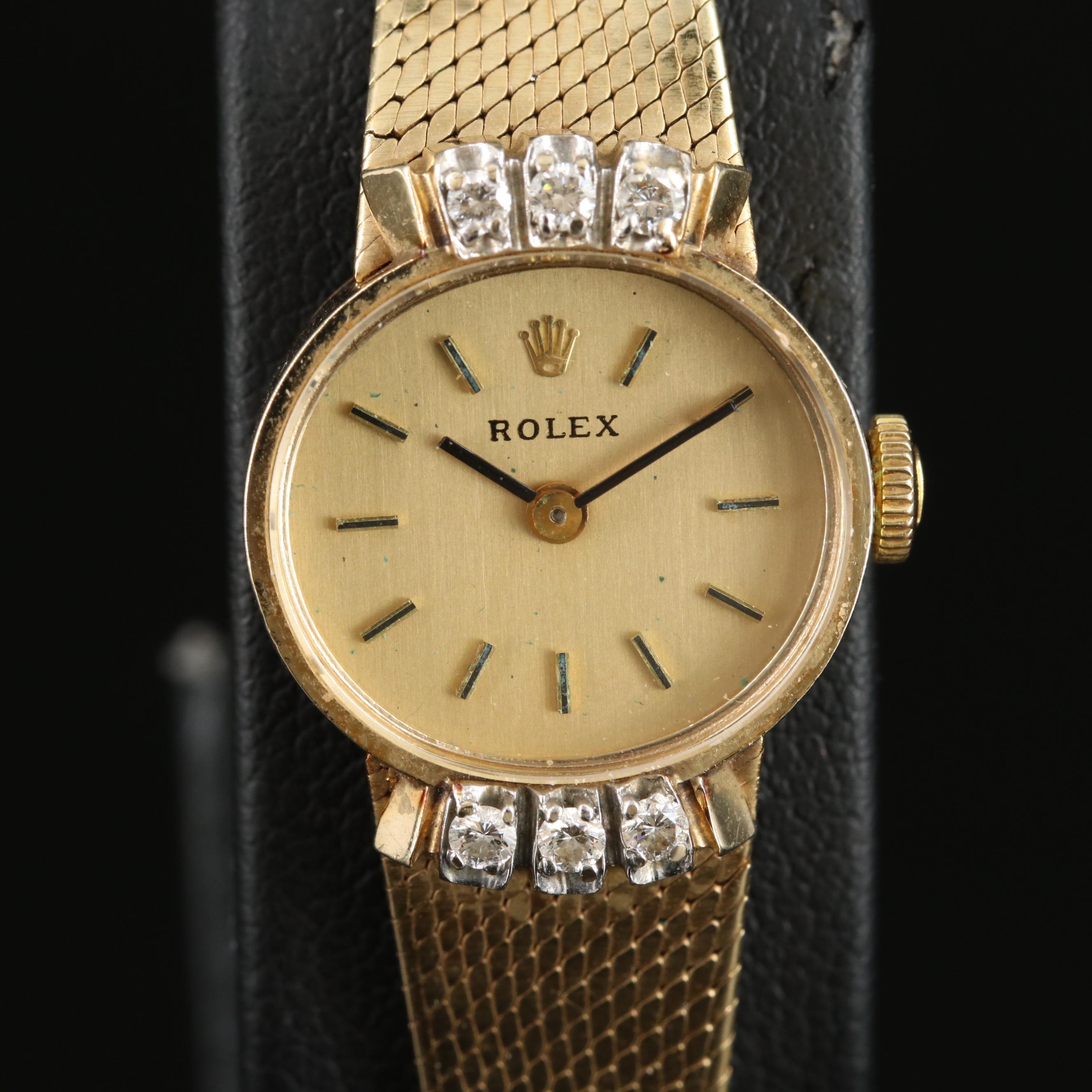 Vintage 14K Rolex Diamond Watch