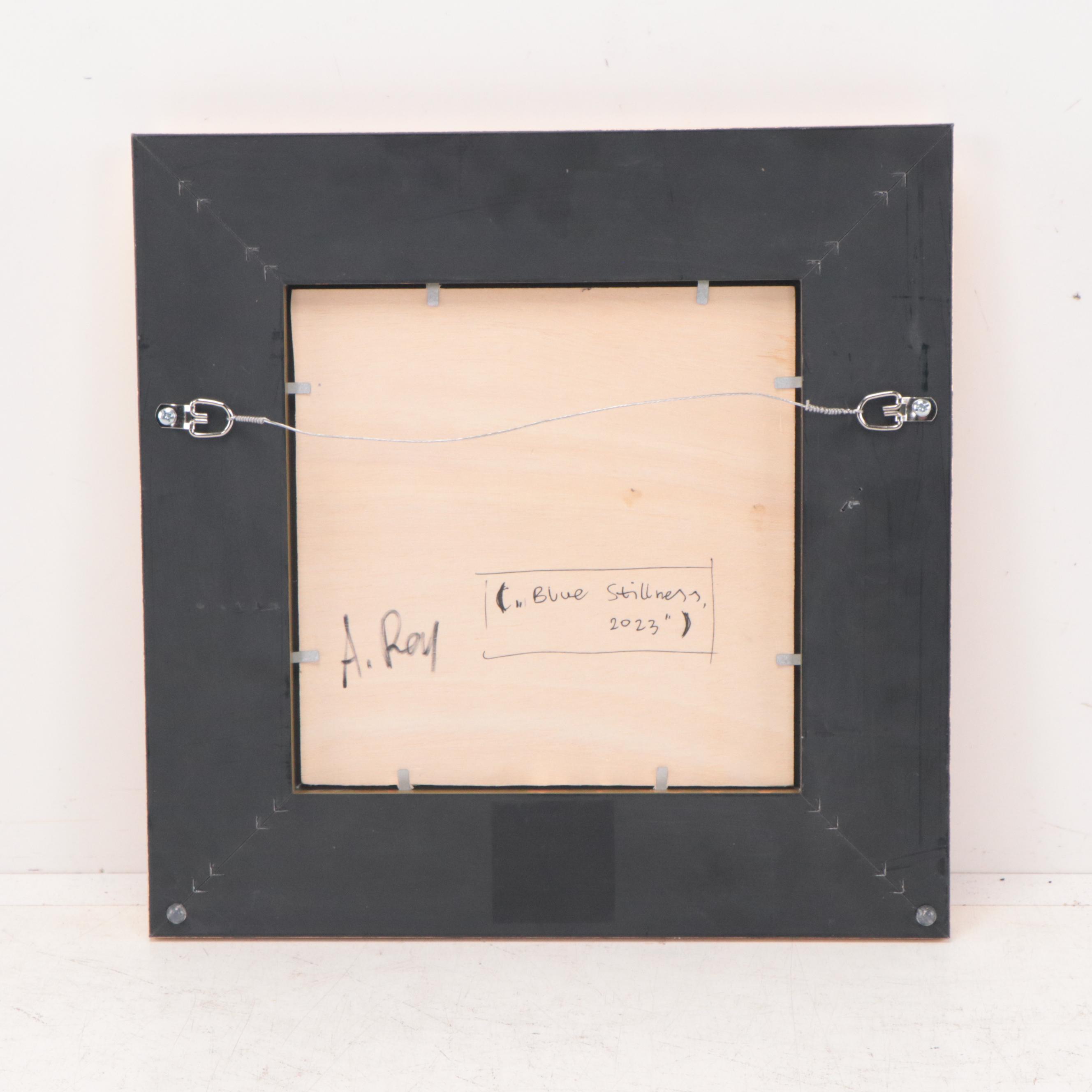 Agnes Rey Landscape Oil Painting "Blue Stillness," 21st Century