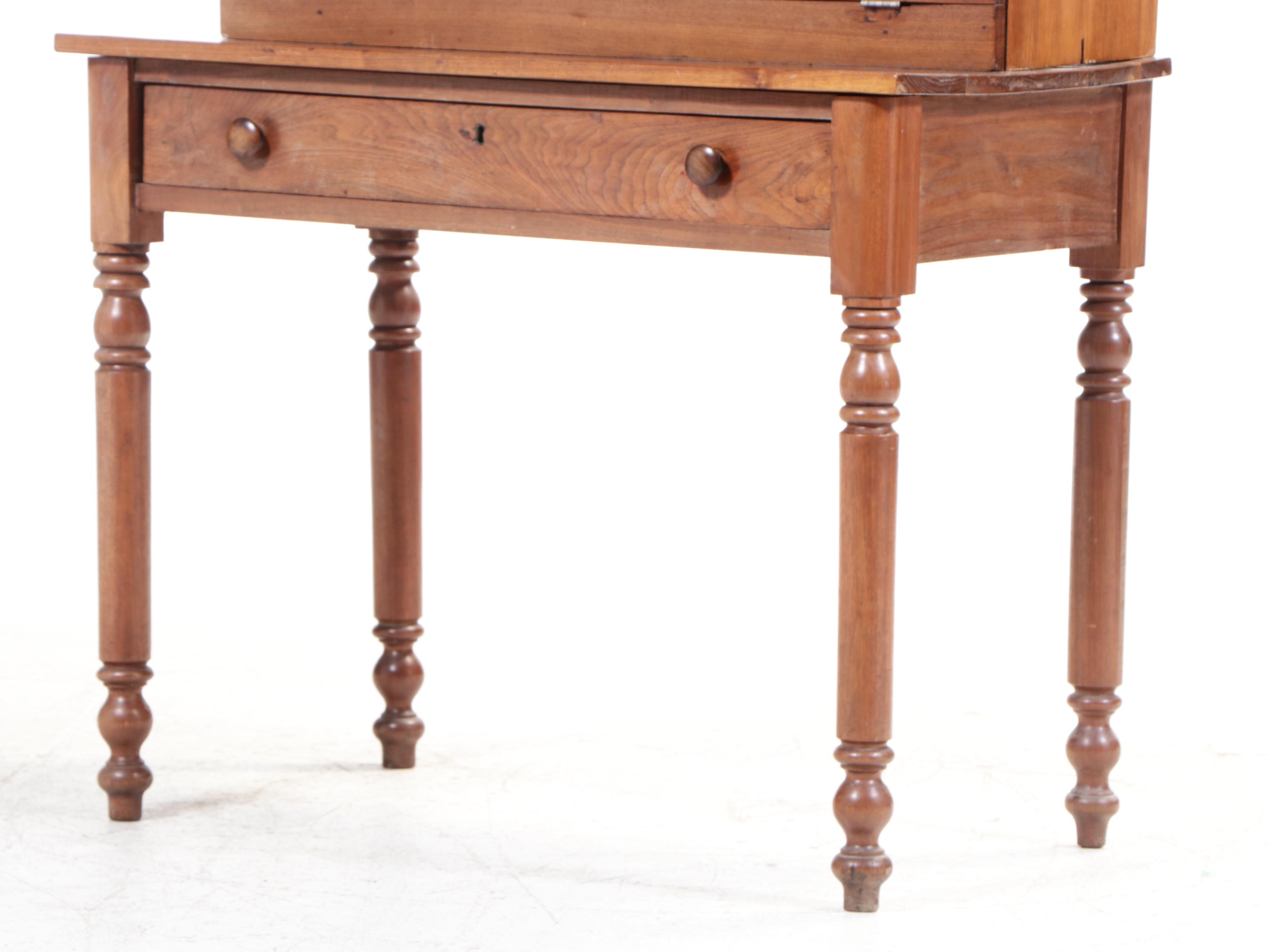 American Primitive Walnut Fall-Front Desk-on-Stand, 19th Century