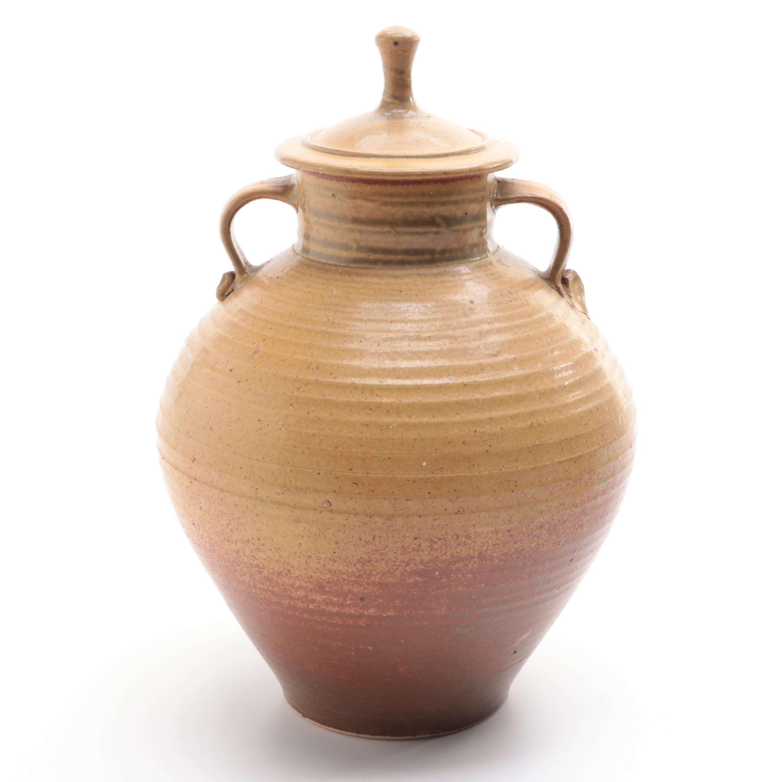 Snake Skin Pattern Ceramic Pitcher with Double Handle Ceramic Lidded Jar