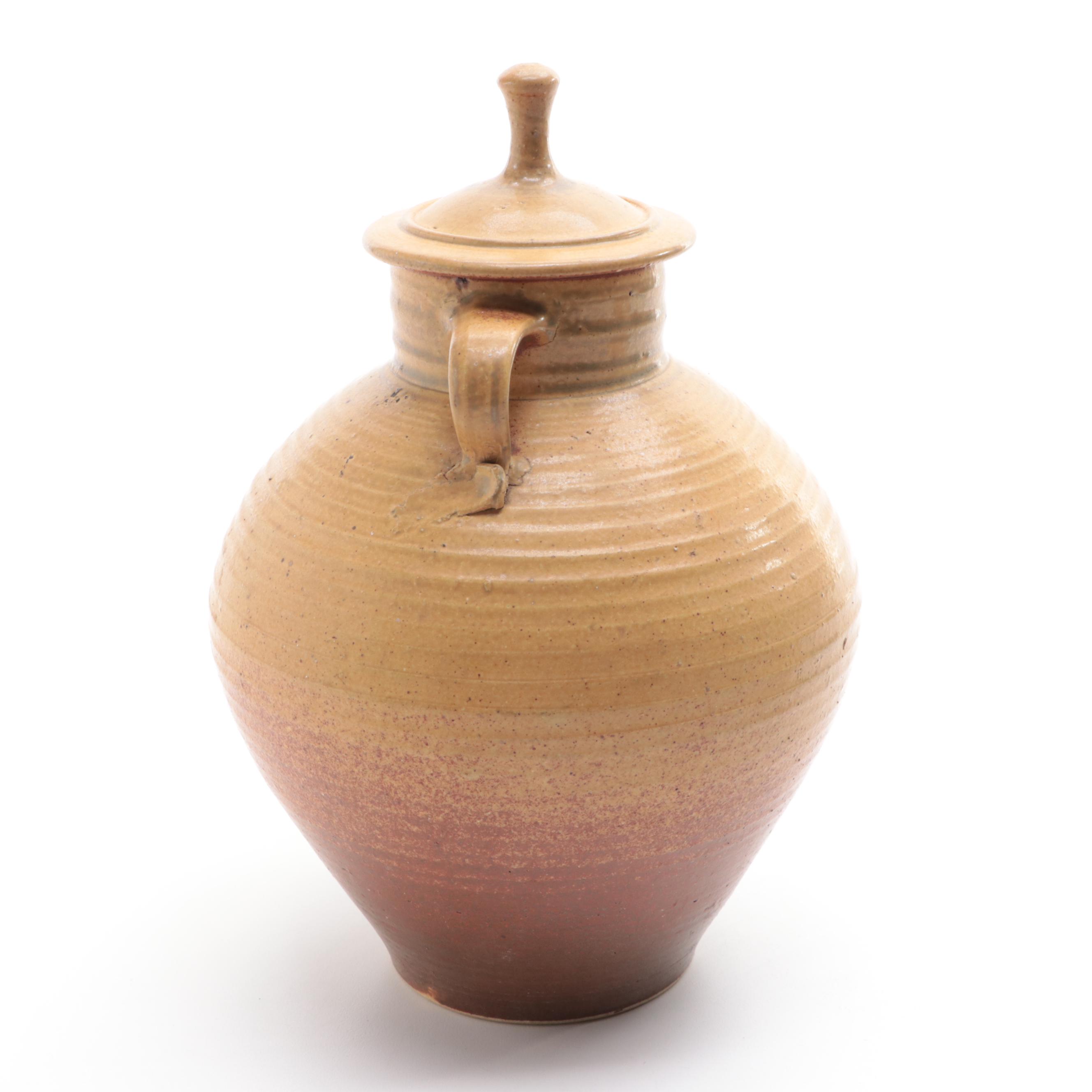 Snake Skin Pattern Ceramic Pitcher with Double Handle Ceramic Lidded Jar