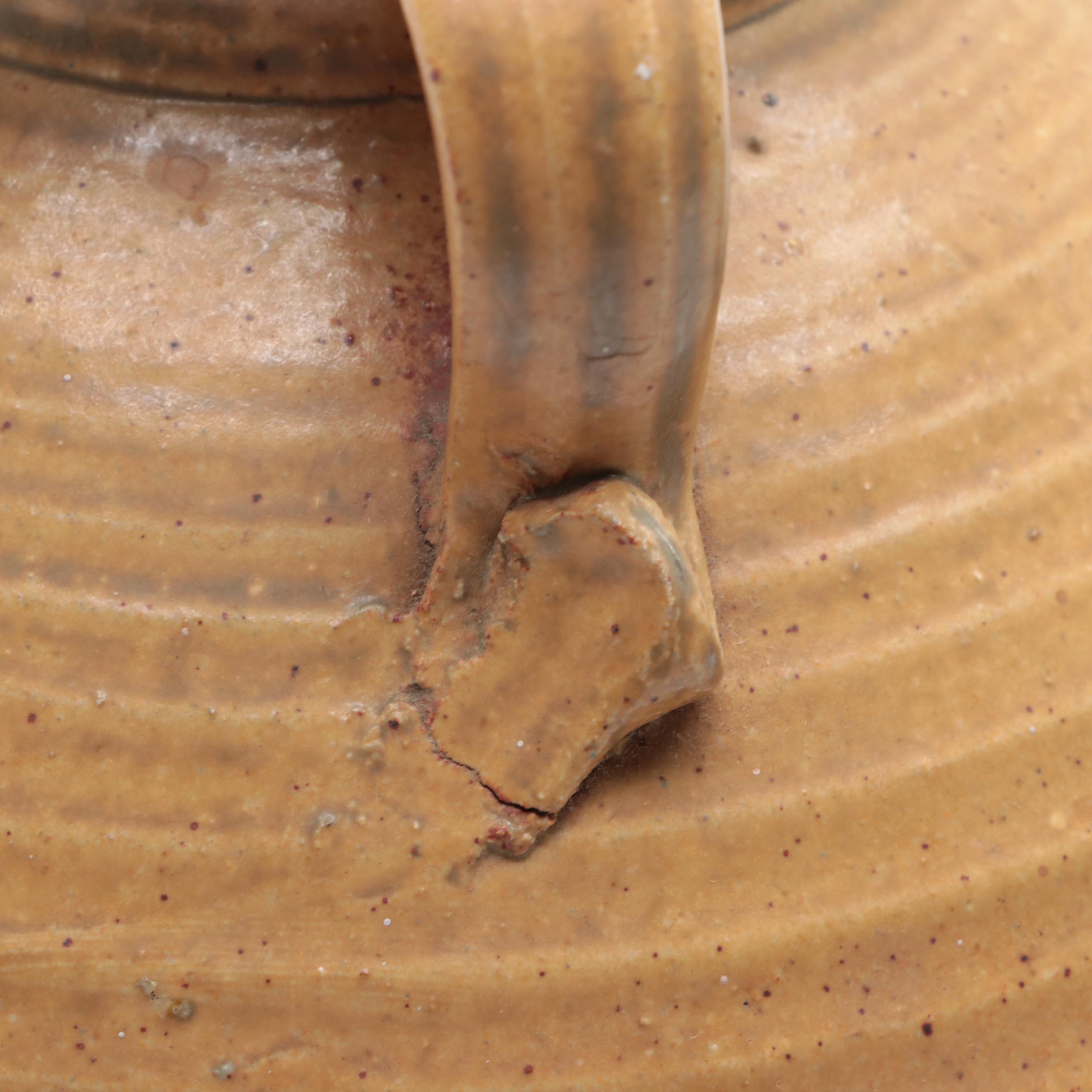 Snake Skin Pattern Ceramic Pitcher with Double Handle Ceramic Lidded Jar