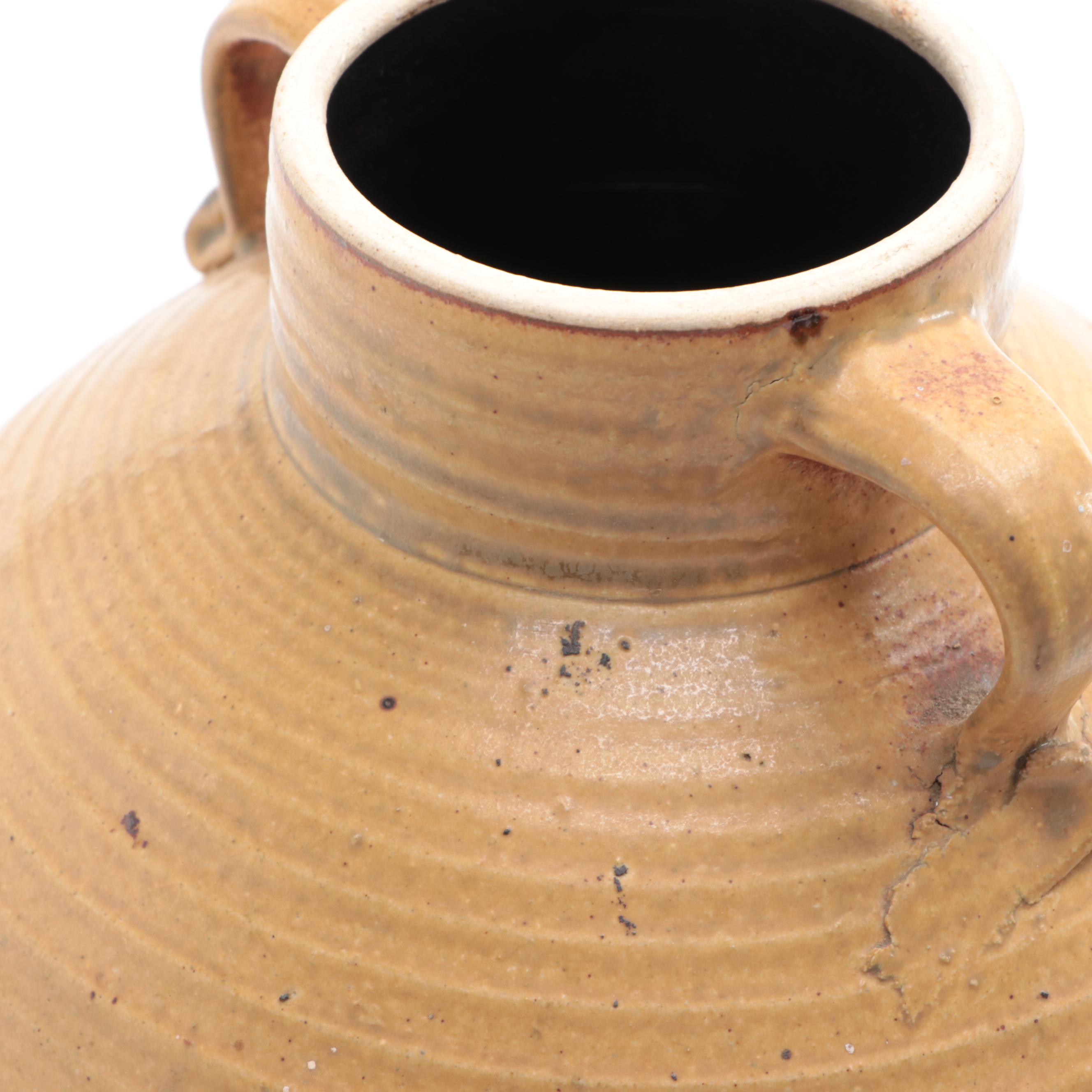 Snake Skin Pattern Ceramic Pitcher with Double Handle Ceramic Lidded Jar