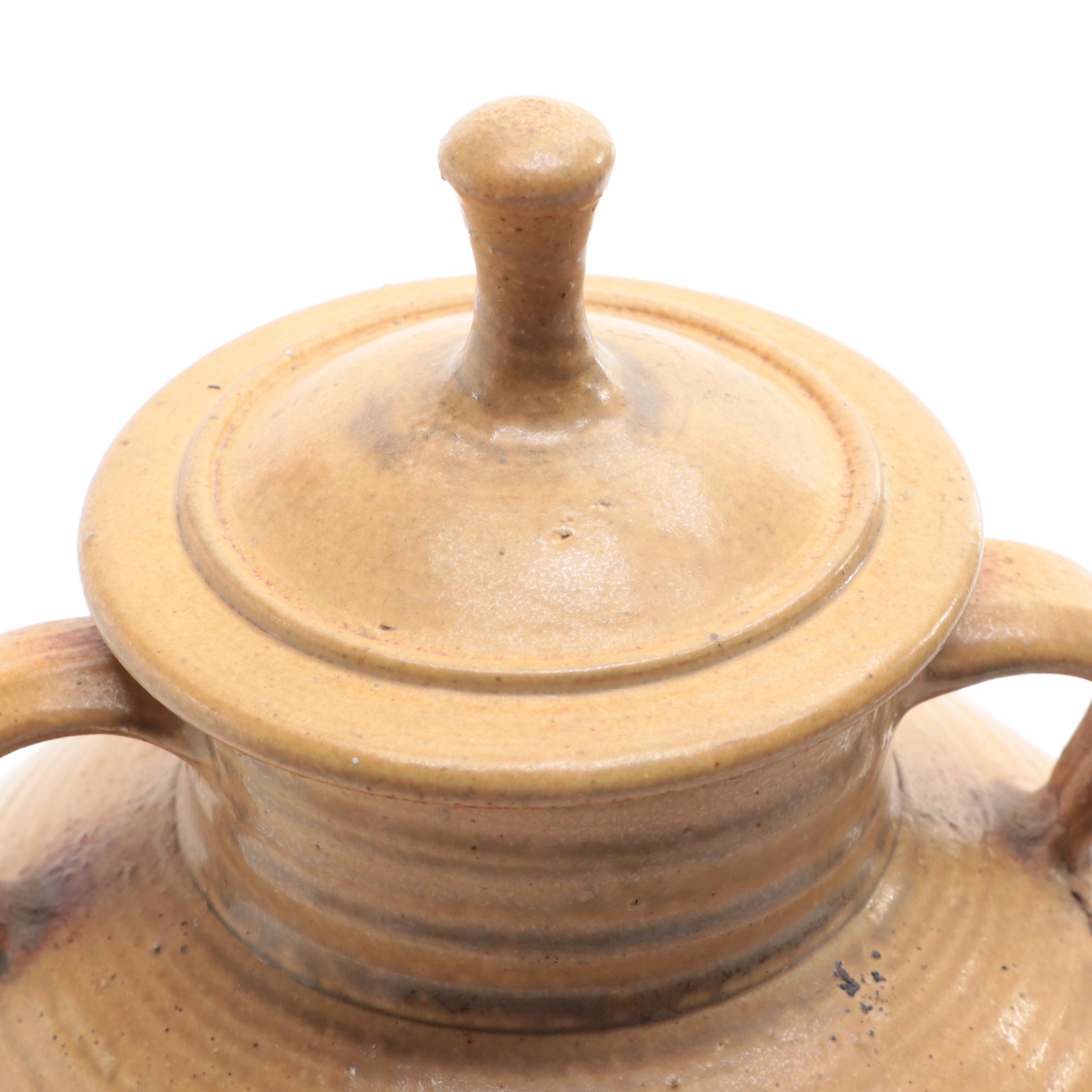 Snake Skin Pattern Ceramic Pitcher with Double Handle Ceramic Lidded Jar