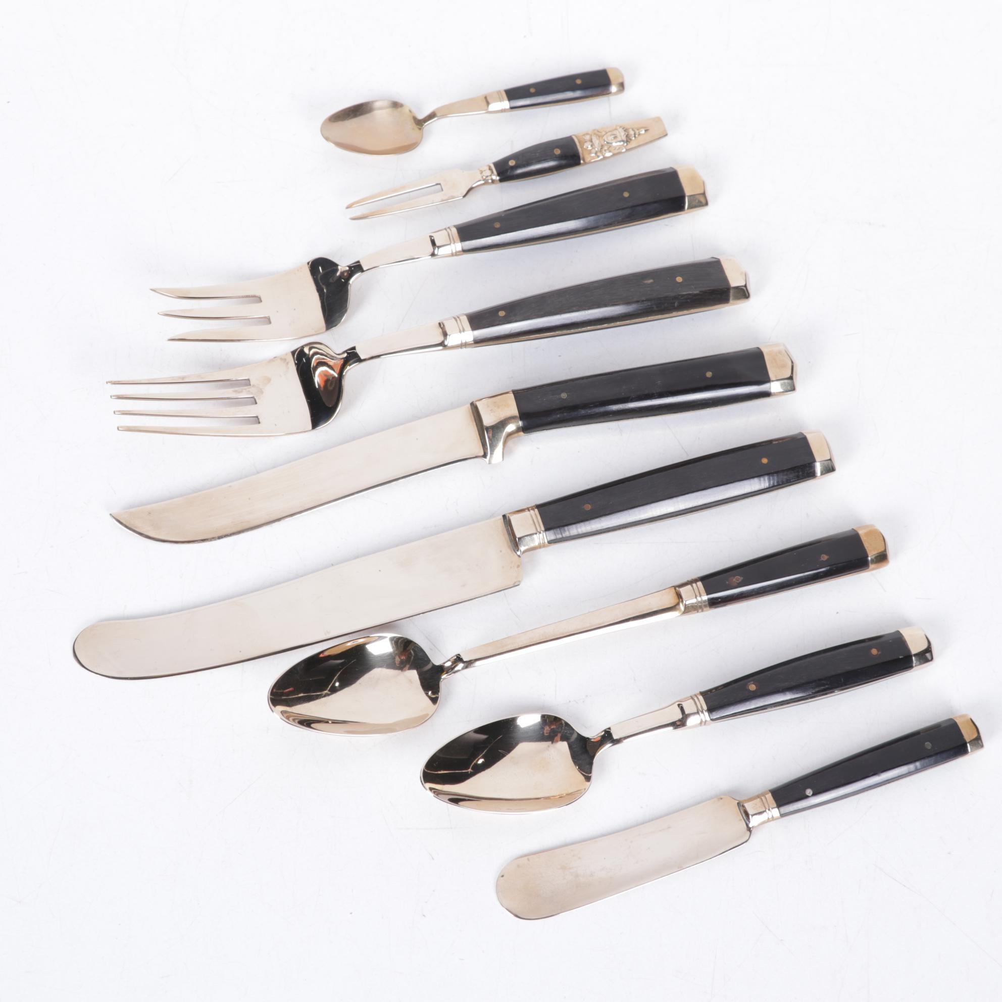 S. Samran Thailand Bronze Alloy and Rosewood Flatware and Serving Utensils