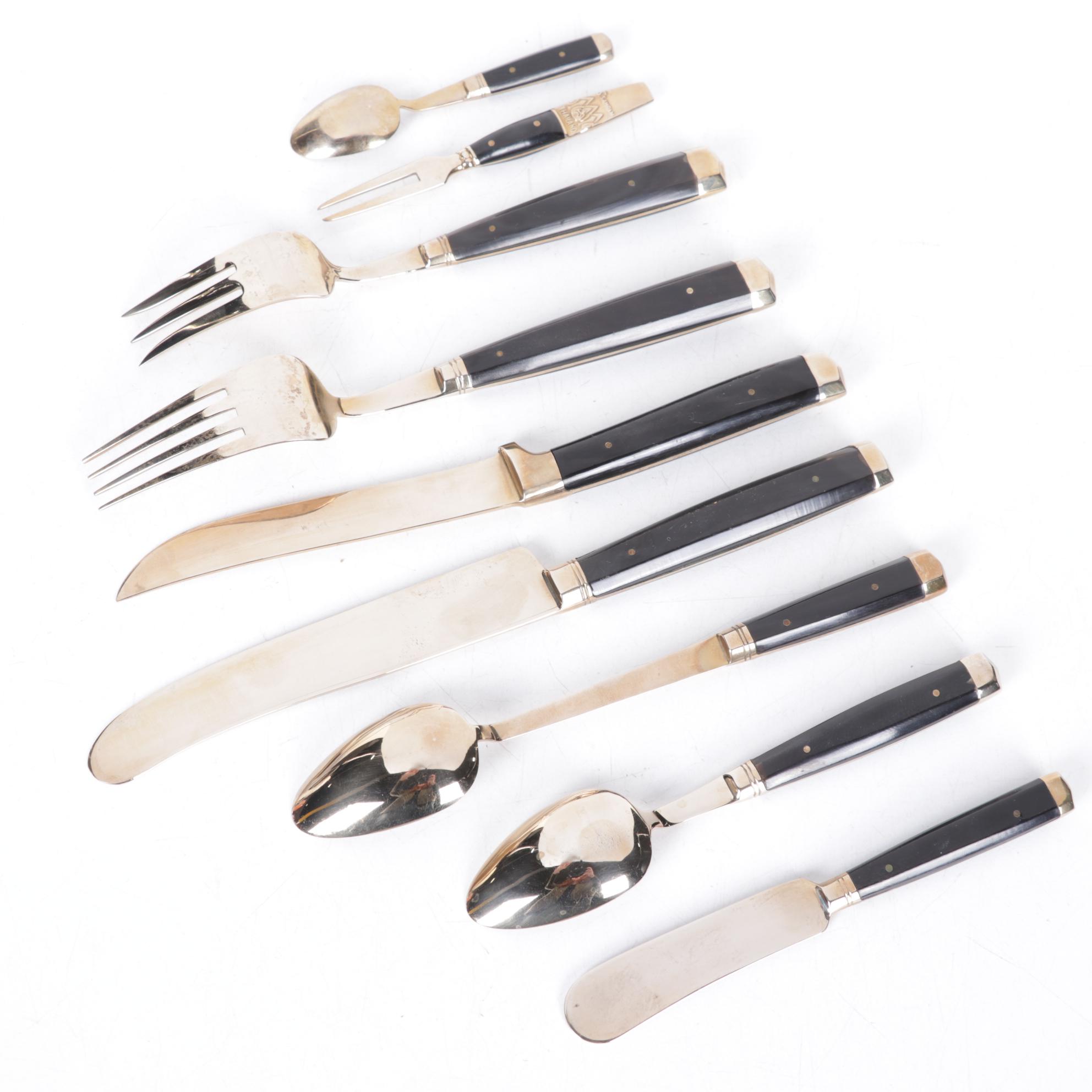 S. Samran Thailand Bronze Alloy and Rosewood Flatware and Serving Utensils